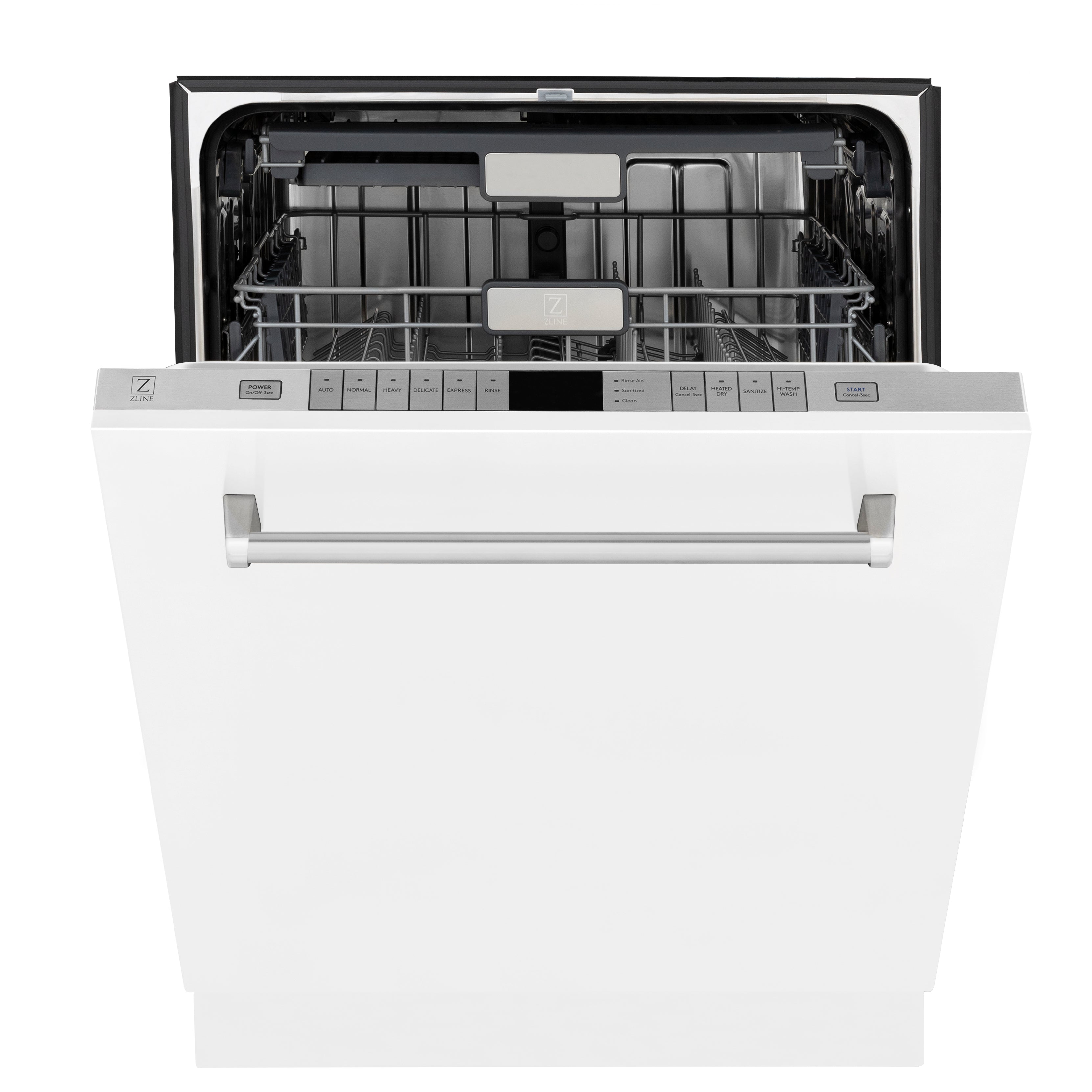 ZLINE 24" Monument Series 3rd Rack Top Touch Control Dishwasher in White Matte with Stainless Steel Tub, 45dBa