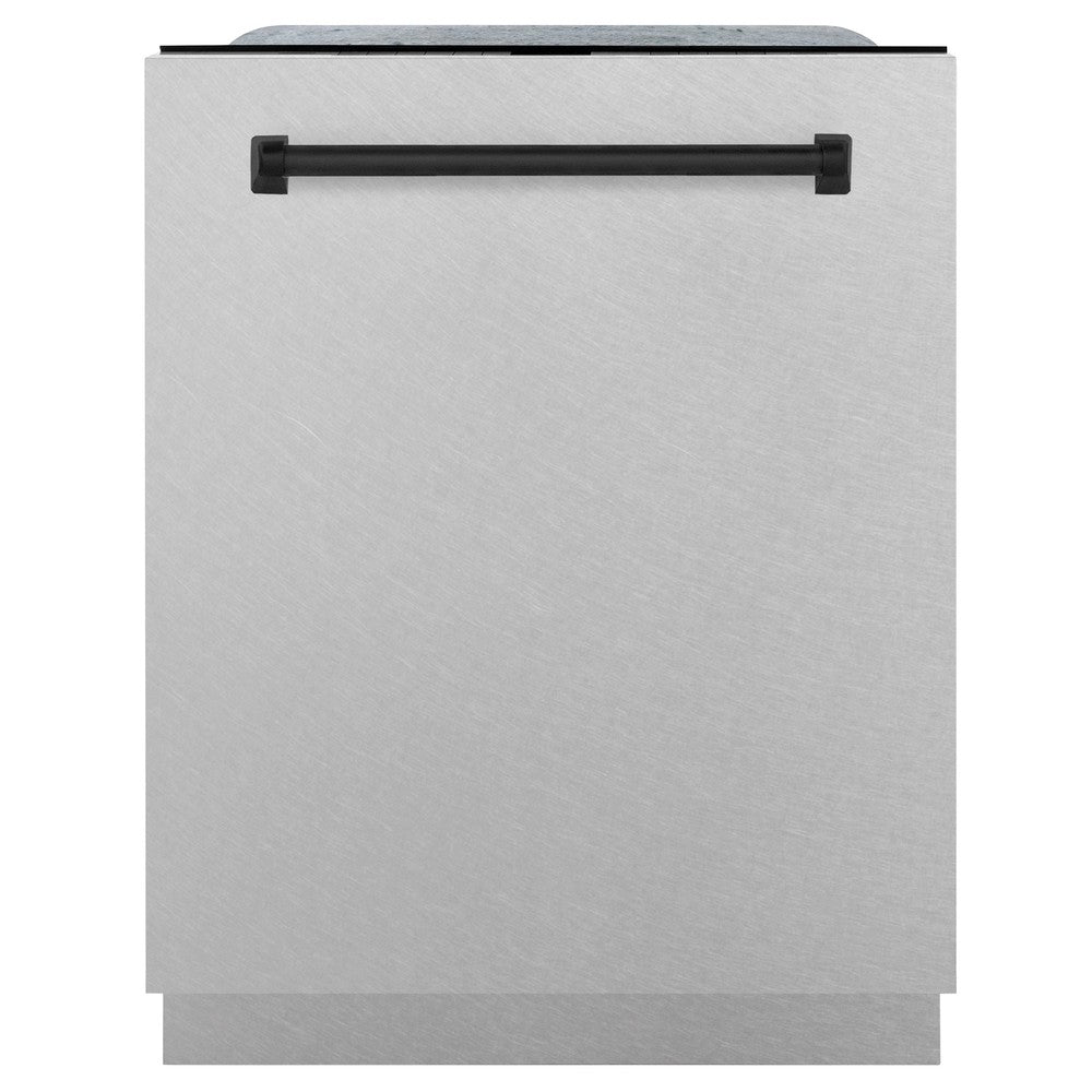 ZLINE Autograph Edition 24" 3rd Rack Top Control Tall Tub Dishwasher in Fingerprint Resistant Stainless Steel with Matte Black Handle, 45dBa (DWMTZ-SN-24-MB)