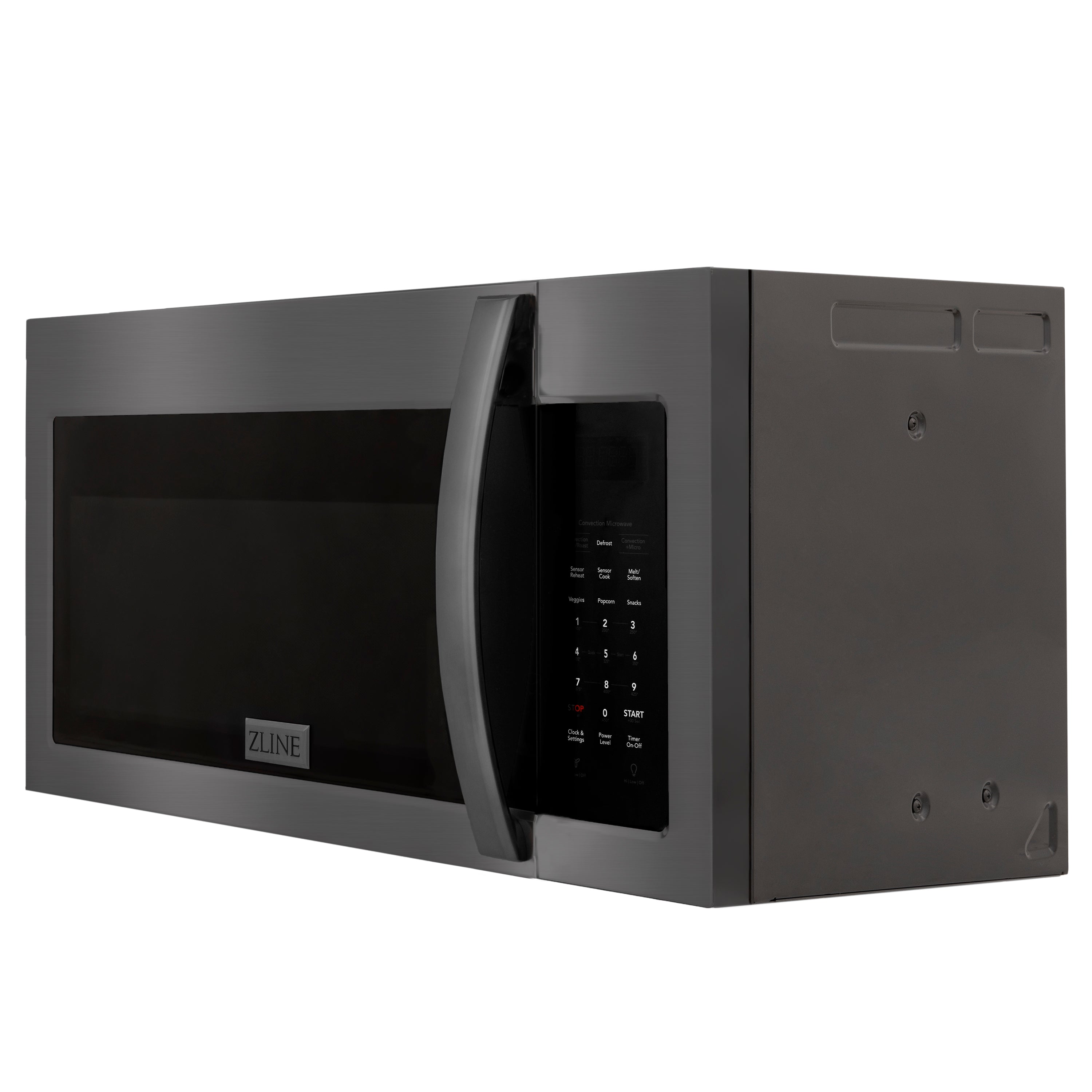 ZLINE 30" 1.5 cu. ft. Over the Range Microwave in Black Stainless Steel with Modern Handle and Set of 2 Charcoal Filters (MMWO-OTRCF-30-BS)