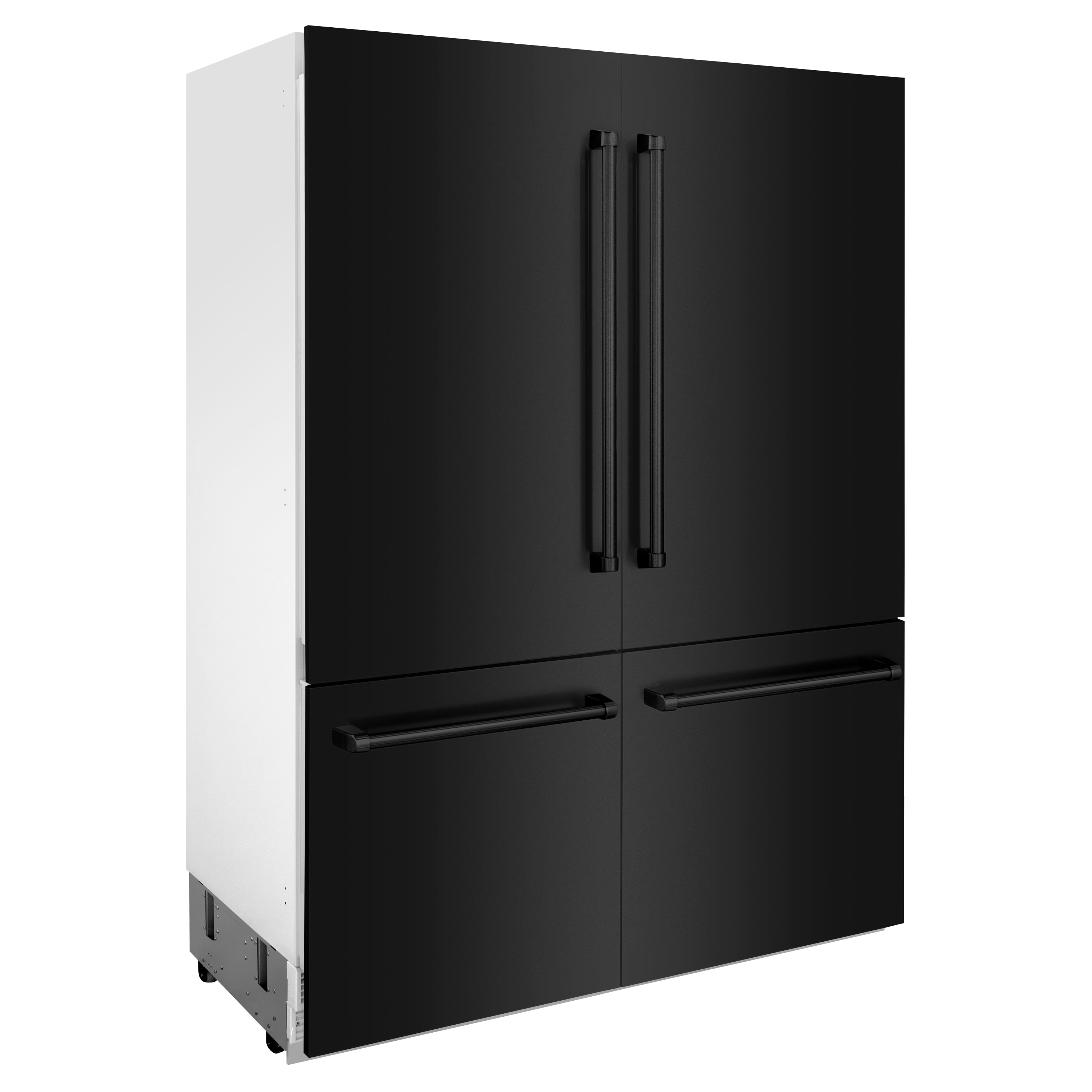 ZLINE 60" 32.2 cu. ft. Built-In 4-Door French Door Refrigerator with Internal Water and Ice Dispenser in Black Stainless Steel