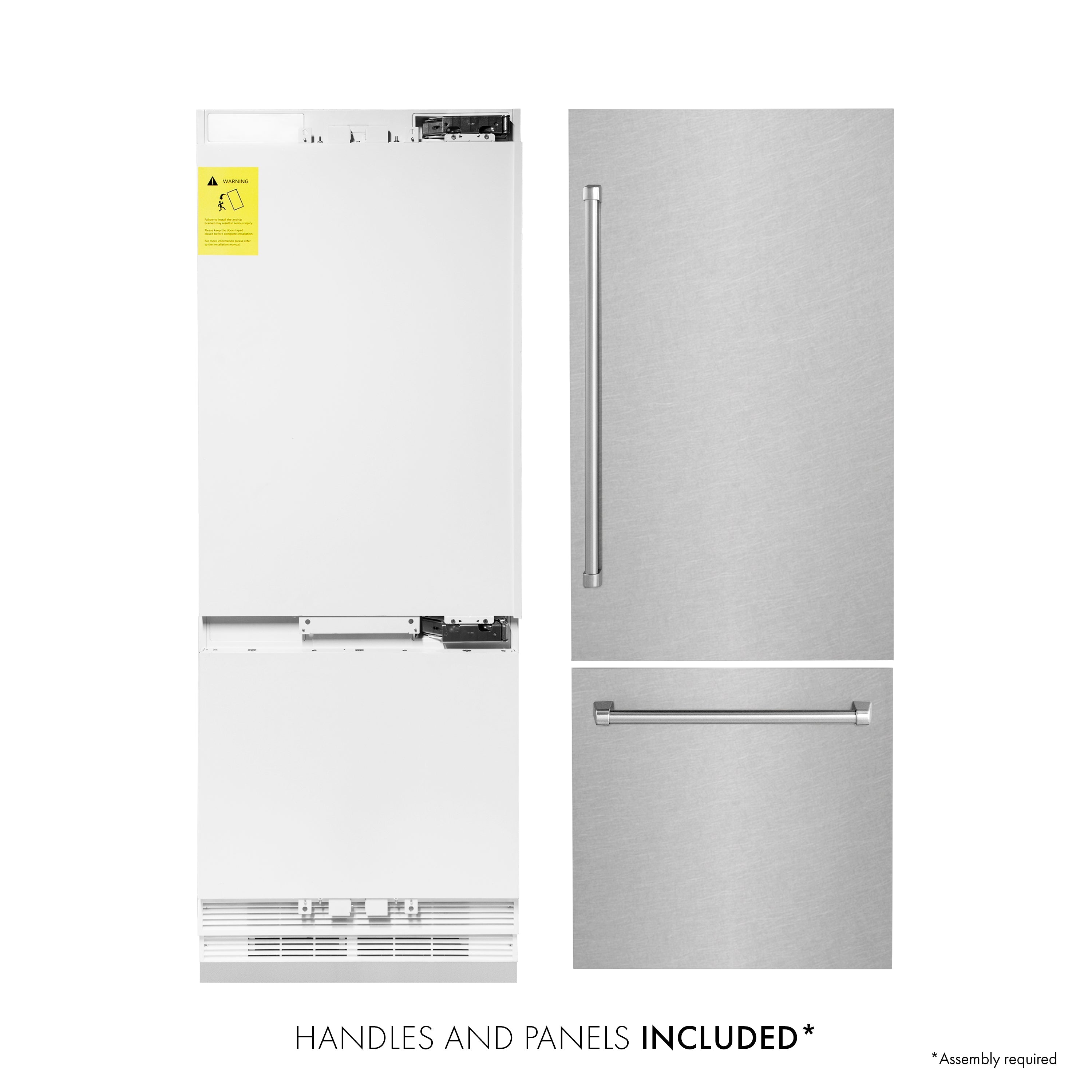ZLINE 30" 16.1 cu. ft. Built-In 2-Door Bottom Freezer Refrigerator with Internal Water and Ice Dispenser in Fingerprint Resistant Stainless Steel (RBIV-SN-30)