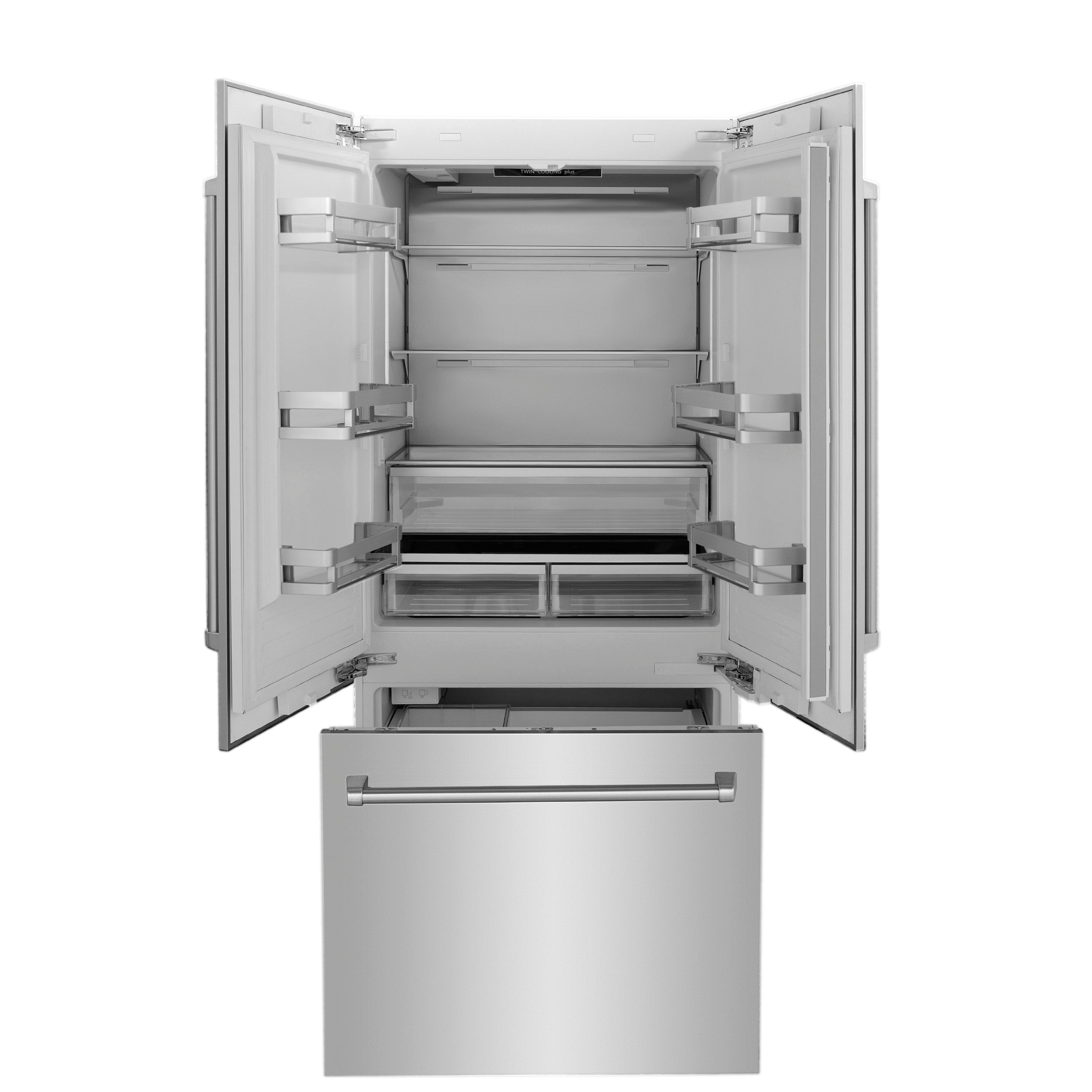 ZLINE 36" 19.6 cu. Ft. Panel Ready Built-In 3-Door French Door Refrigerator with Internal Water and Ice Dispenser