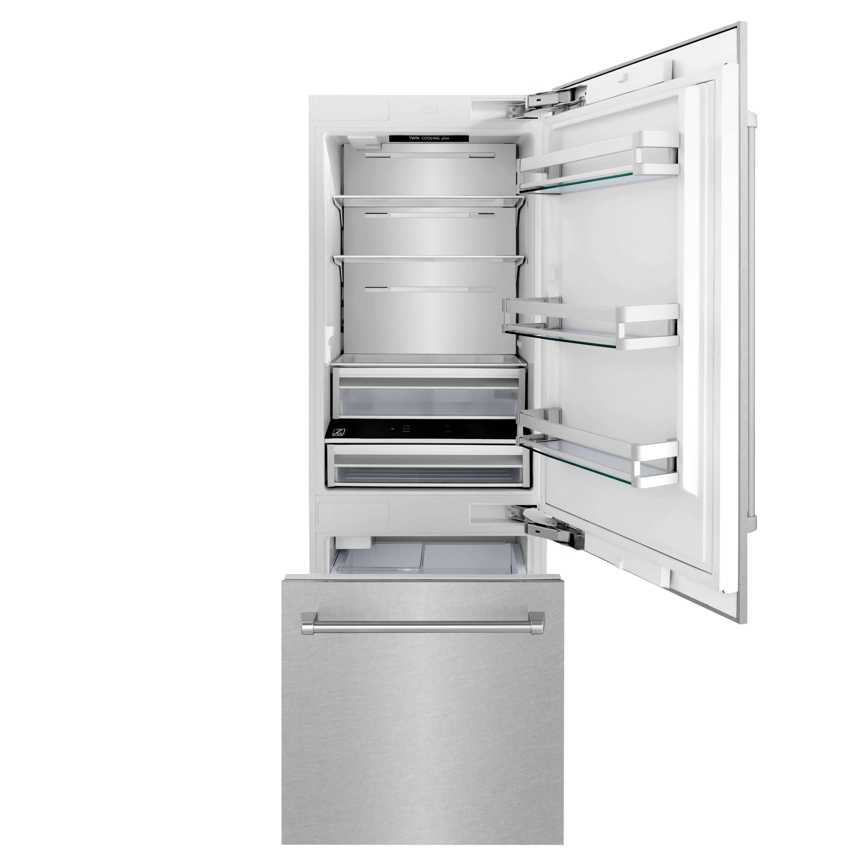 ZLINE 30" 16.1 cu. ft. Built-In 2-Door Bottom Freezer Refrigerator with Internal Water and Ice Dispenser in Fingerprint Resistant Stainless Steel (RBIV-SN-30)