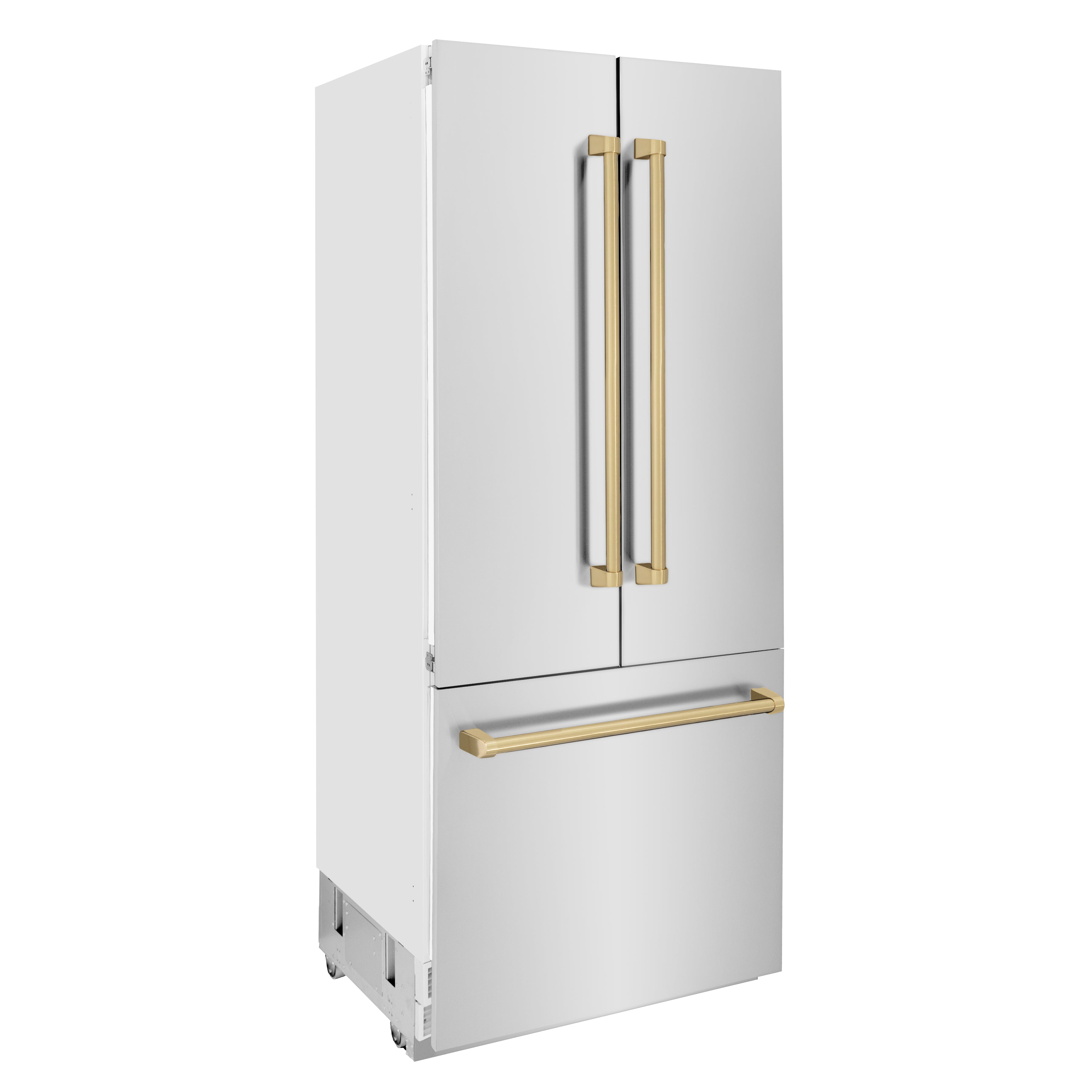 ZLINE 36” Autograph Edition 19.6 cu. ft. Built-in 3-Door French Door Refrigerator with Internal Water and Ice Dispenser in Stainless Steel with Champagne Bronze Accents