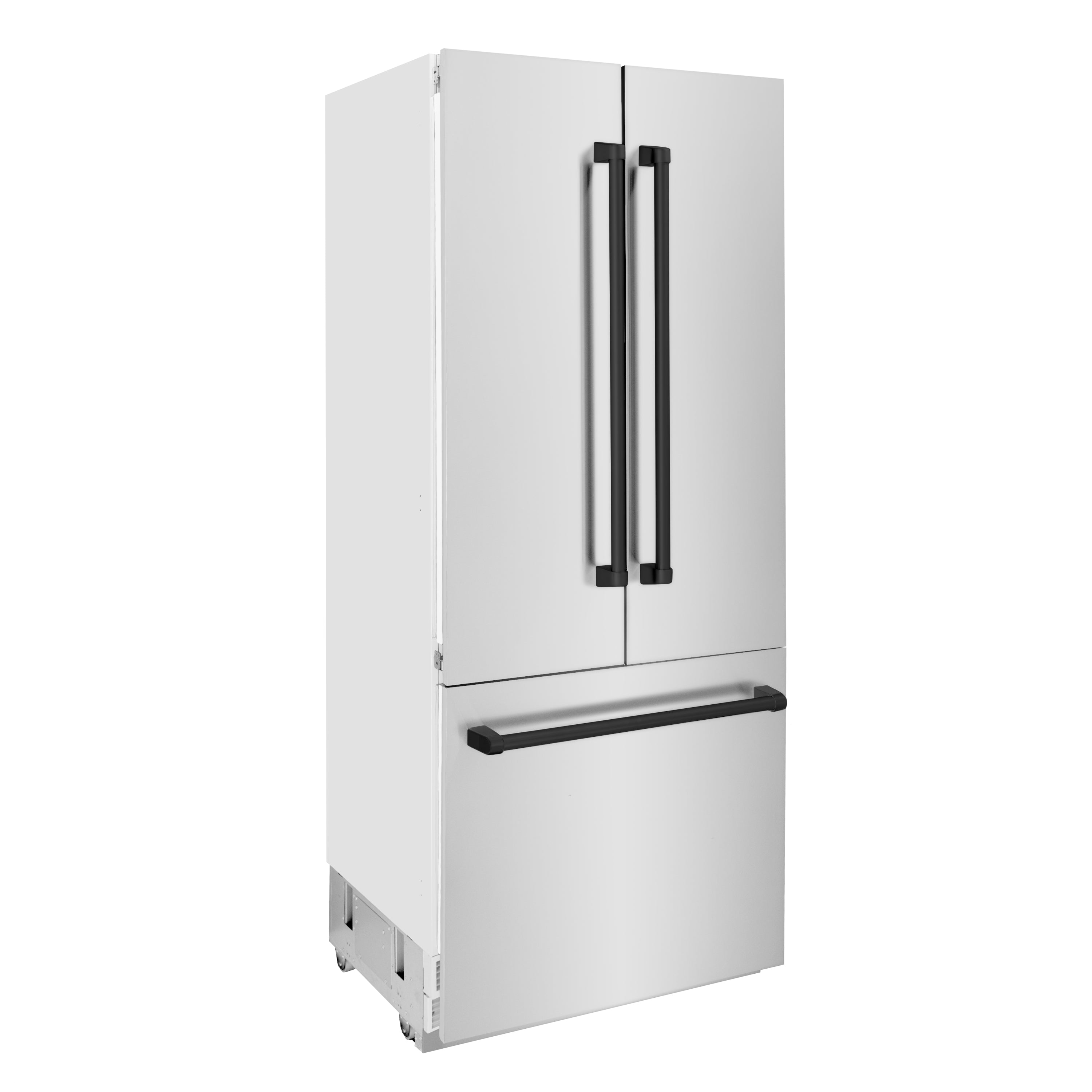 ZLINE 36” Autograph Edition 19.6 cu. ft. Built-in 3-Door French Door Refrigerator with Internal Water and Ice Dispenser in Stainless Steel with Matte Black Accents