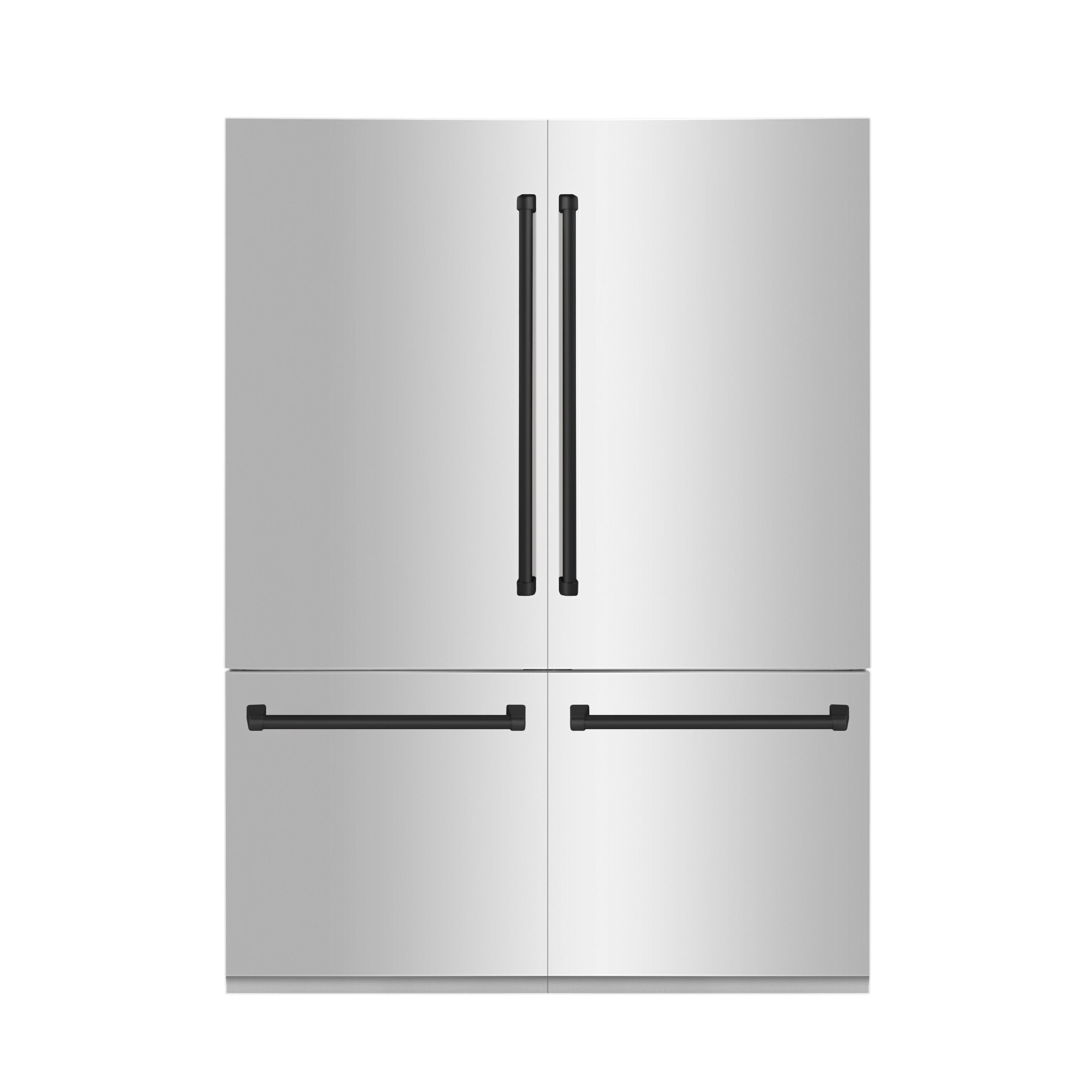 ZLINE 60" Autograph Edition 32.2 cu. ft. Built-in 4-Door French Door Refrigerator with Internal Water and Ice Dispenser in Stainless Steel with Matte Black Accents