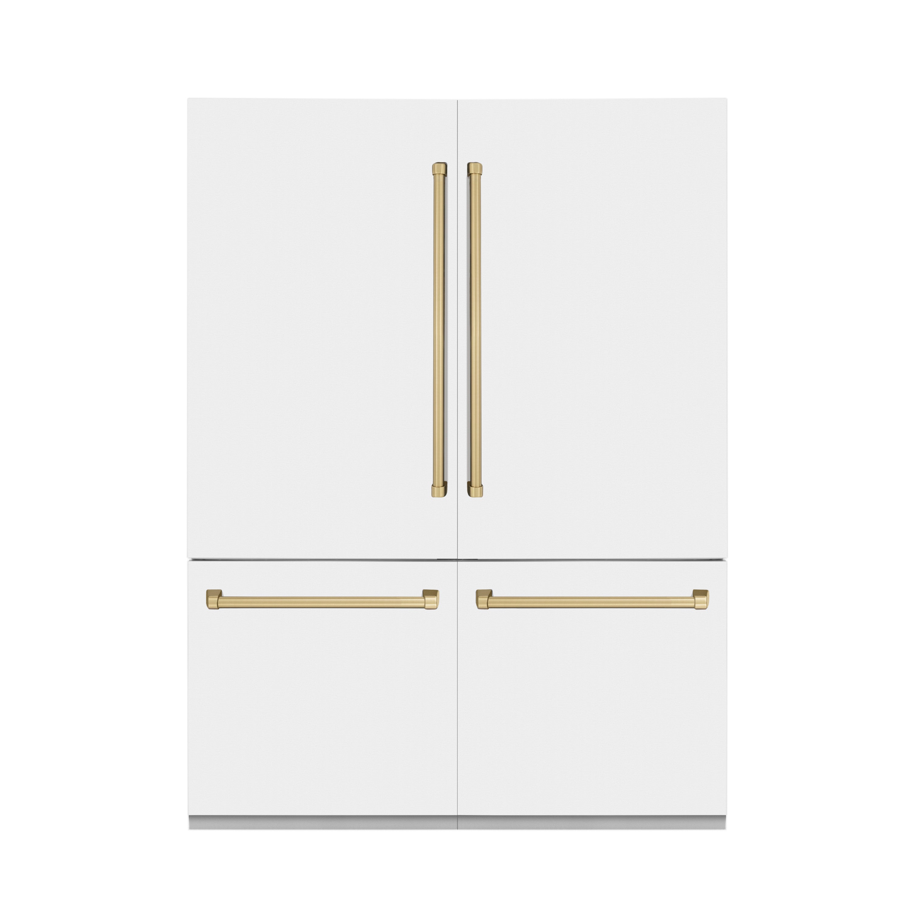 ZLINE 60" Autograph Edition 32.2 cu. ft. Built-in 4-Door French Door Refrigerator with Internal Water and Ice Dispenser in White Matte with Champagne Bronze Accents (RBIVZ-WM-60-CB)