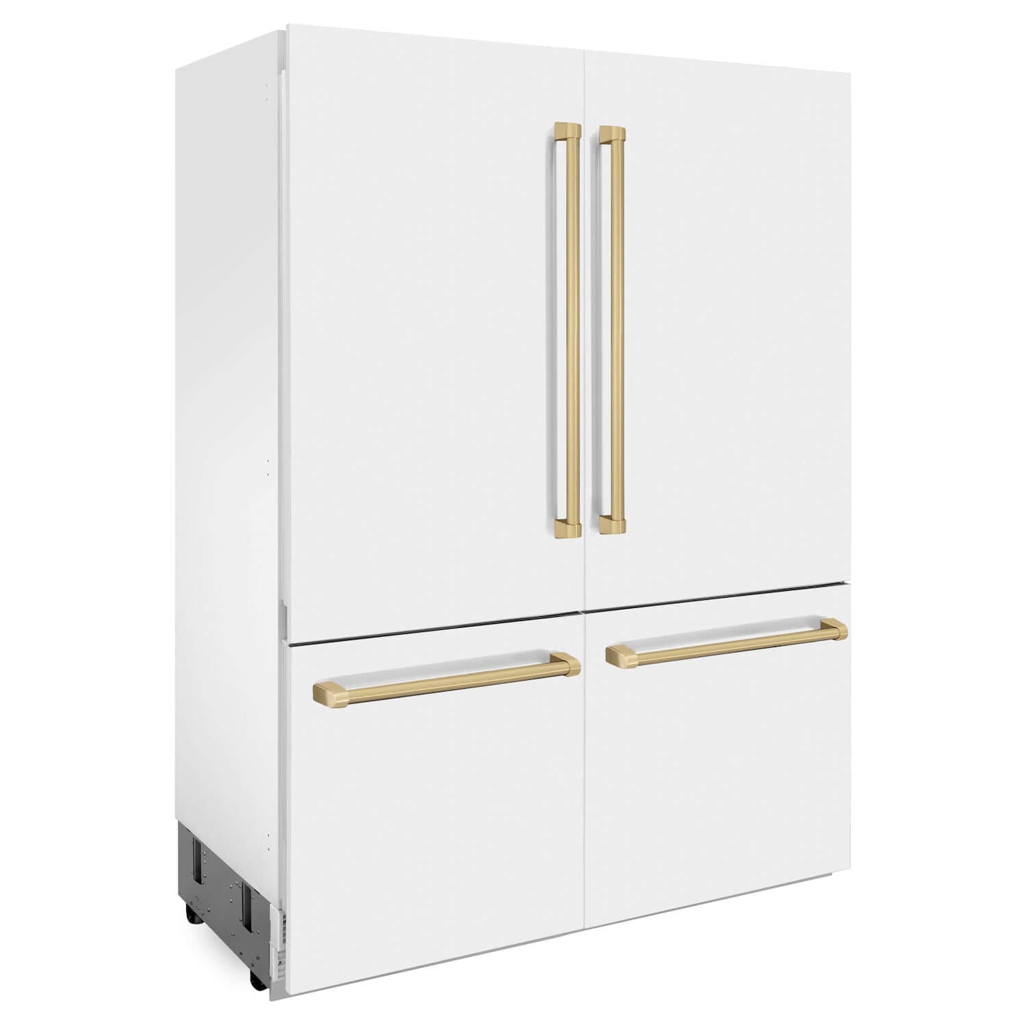 ZLINE 60" Autograph Edition 32.2 cu. ft. Built-in 4-Door French Door Refrigerator with Internal Water and Ice Dispenser in White Matte with Champagne Bronze Accents (RBIVZ-WM-60-CB)