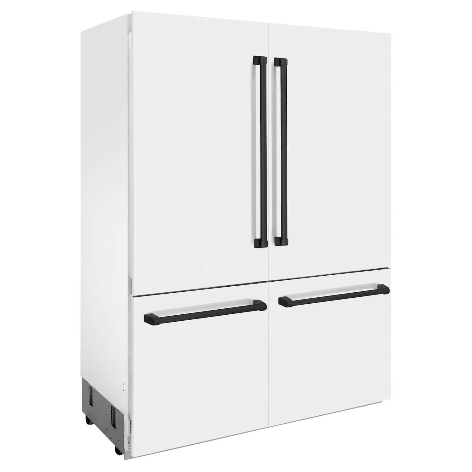 ZLINE 60" Autograph Edition 32.2 cu. ft. Built-in 4-Door French Door Refrigerator with Internal Water and Ice Dispenser in White Matte with Matte Black Accents (RBIVZ-WM-60-MB)