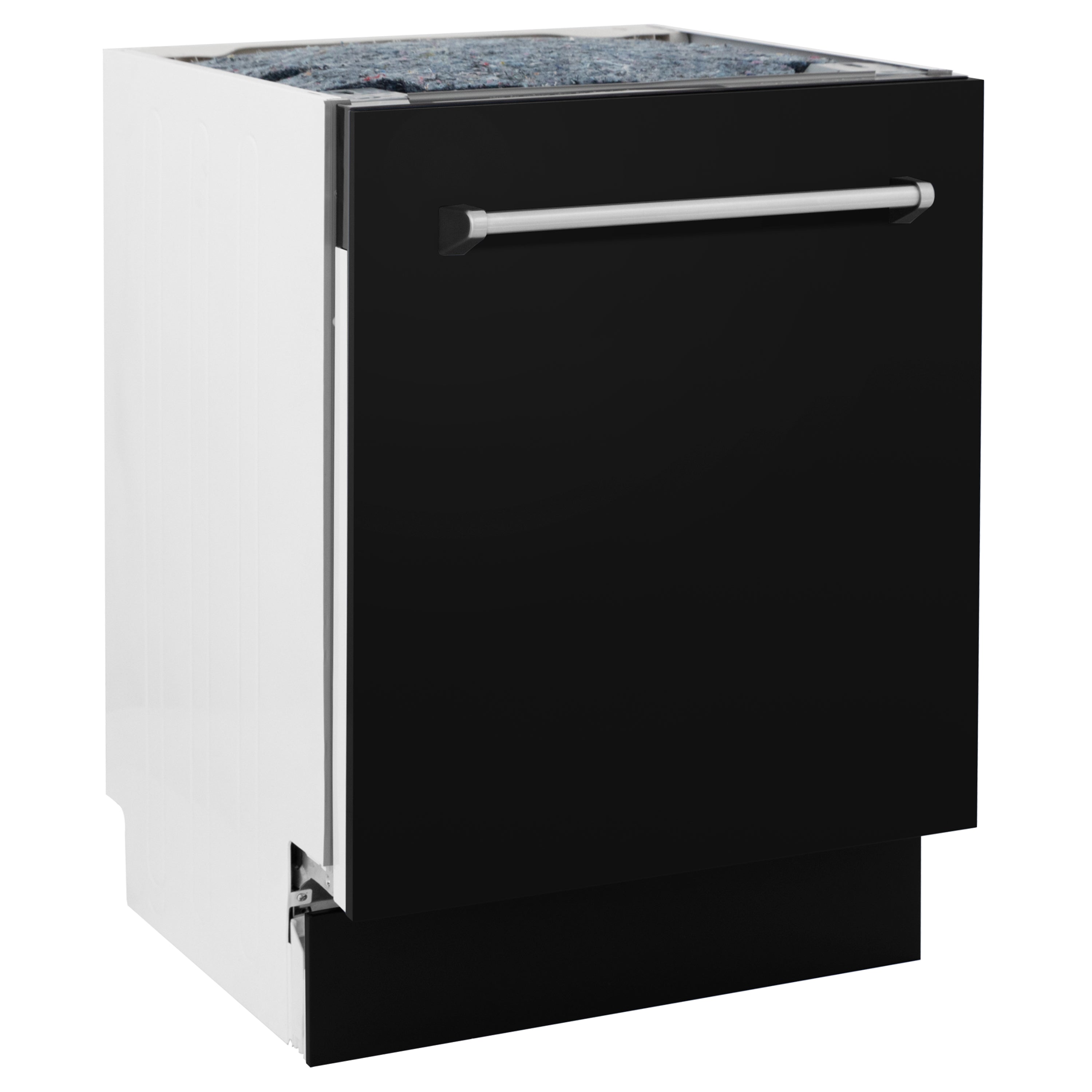 ZLINE 24" Tallac Series 3rd Rack Tall Tub Dishwasher in Black Matte with Stainless Steel Tub, 51dBa (DWV-BLM-24)