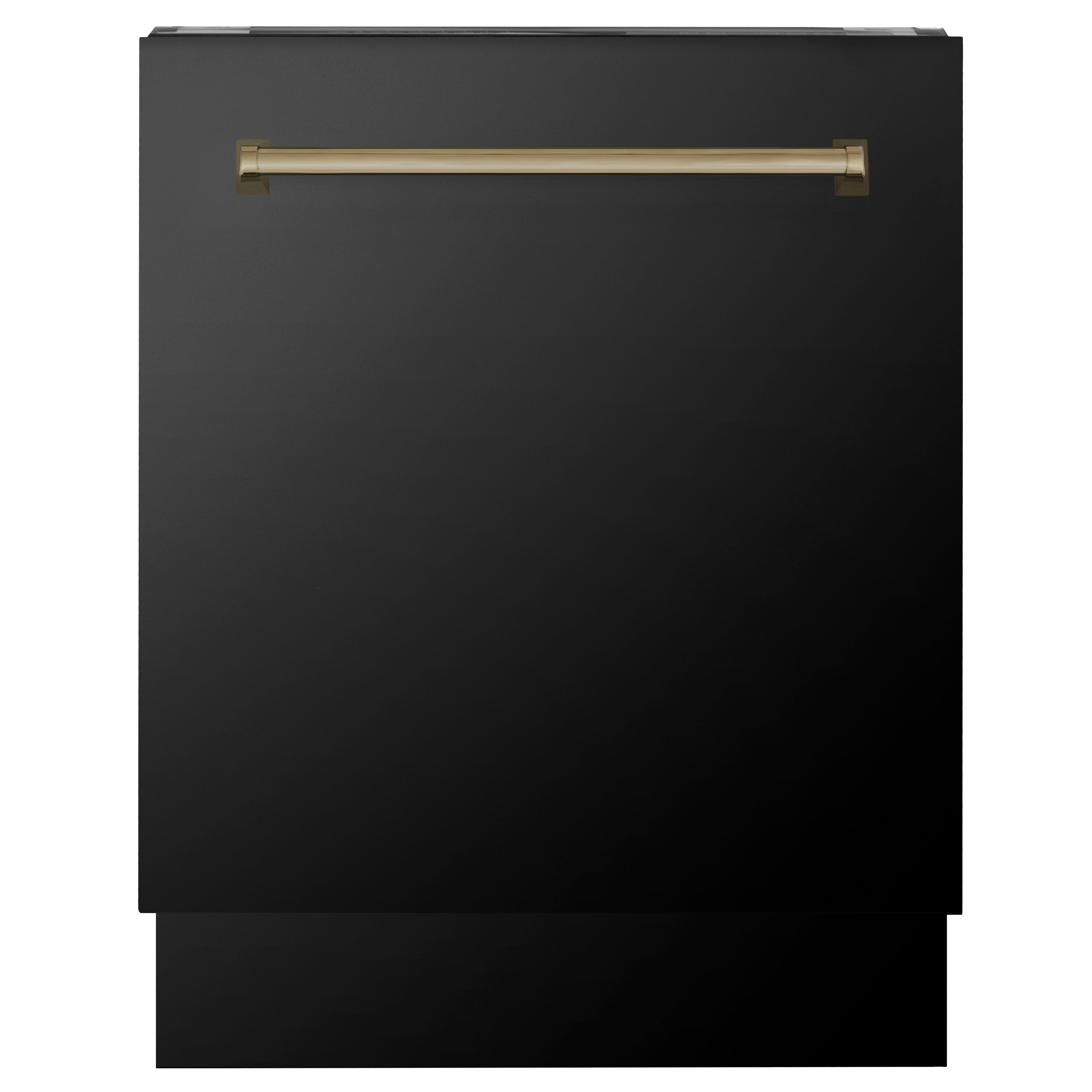 ZLINE Autograph Edition 24" 3rd Rack Top Control Tall Tub Dishwasher in Black Stainless Steel with Champagne Bronze Handle, 51dBa (DWVZ-BS-24-CB)