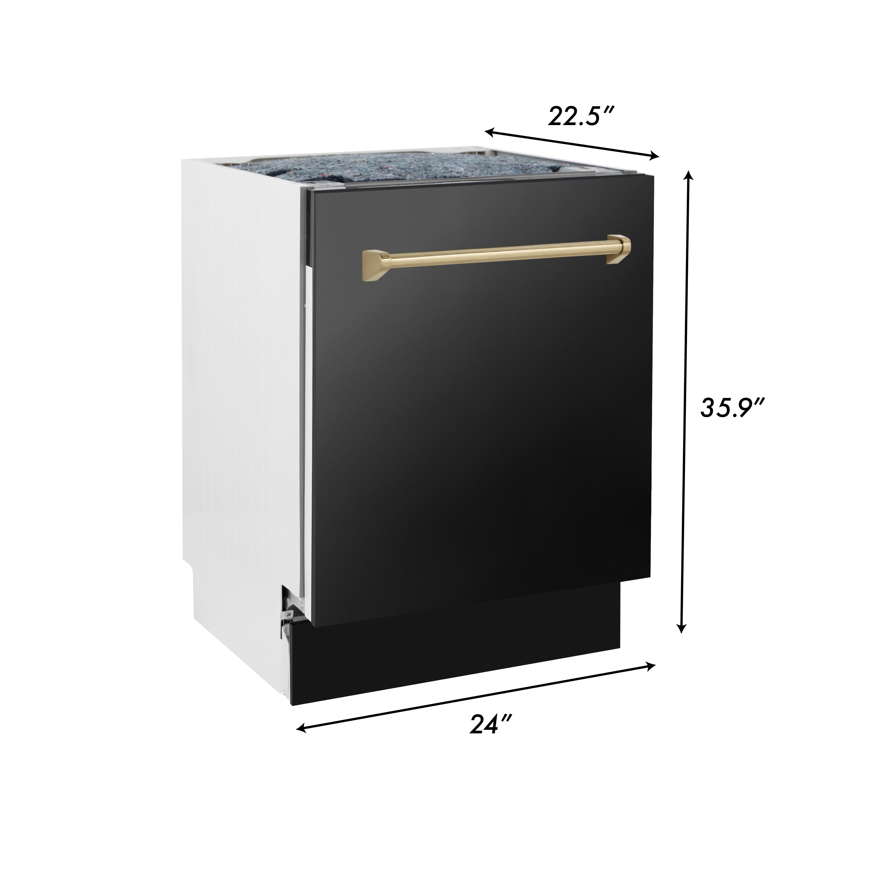ZLINE 48" Autograph Edition Kitchen Package with Black Stainless Steel Dual Fuel Range, Range Hood and Dishwasher with Champagne Bronze Accents (3AKP-RABRHDWV48-CB)