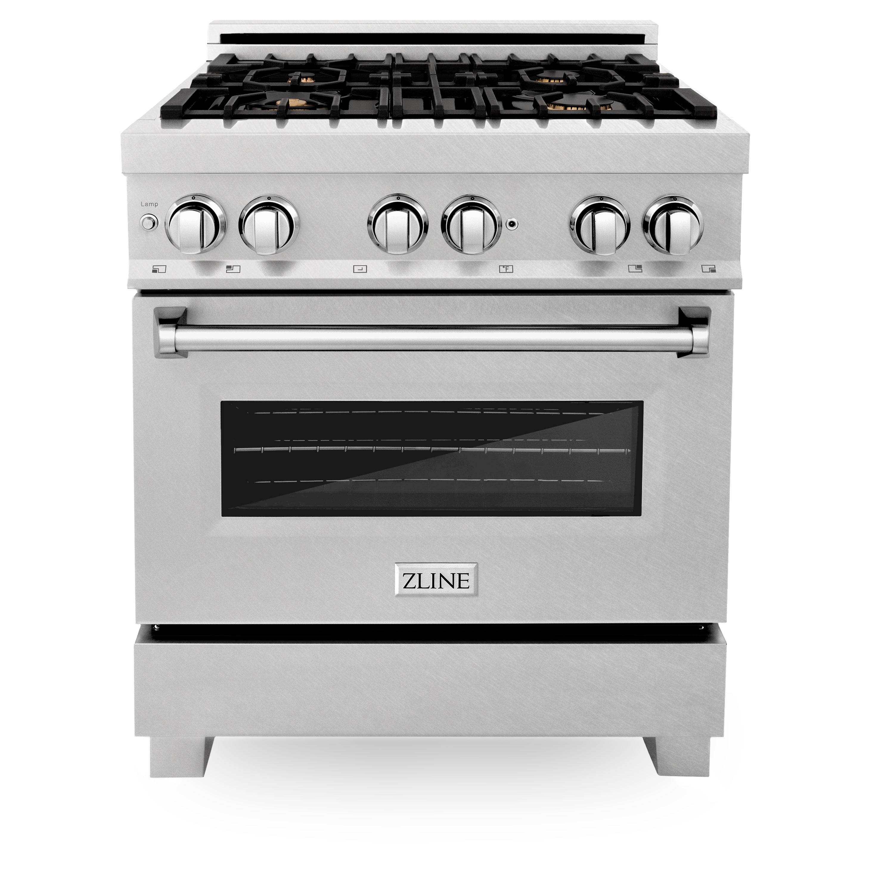ZLINE 30" 4.0 cu. ft. Electric Oven and Gas Cooktop Dual Fuel Range with Griddle and Brass Burners in Fingerprint Resistant Stainless (RAS-SN-BR-GR-30)
