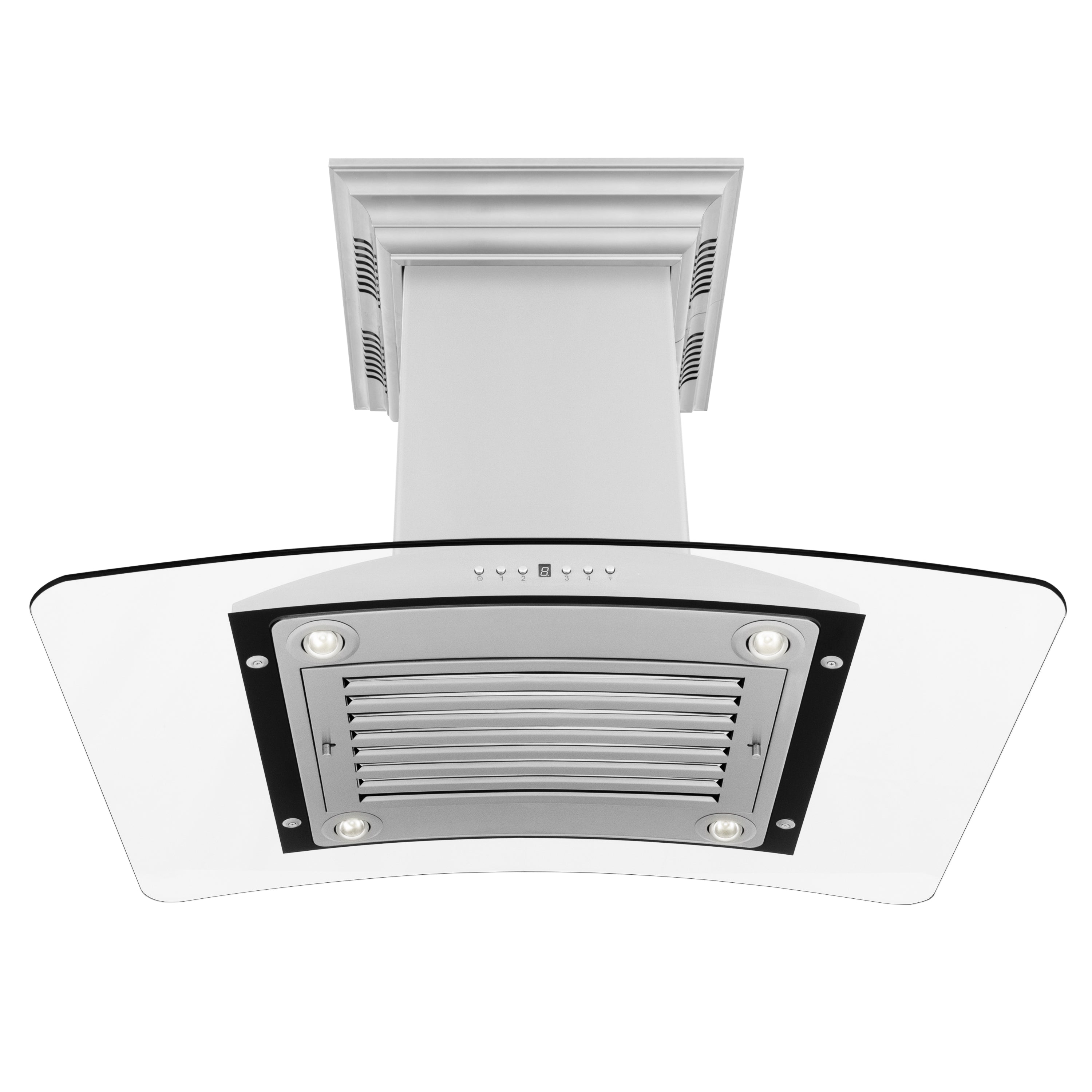 36" ZLINE CrownSound‚Äö Ducted Vent Island Mount Range Hood in Stainless Steel with Built-in Bluetooth Speakers (GL9iCRN-BT-36)