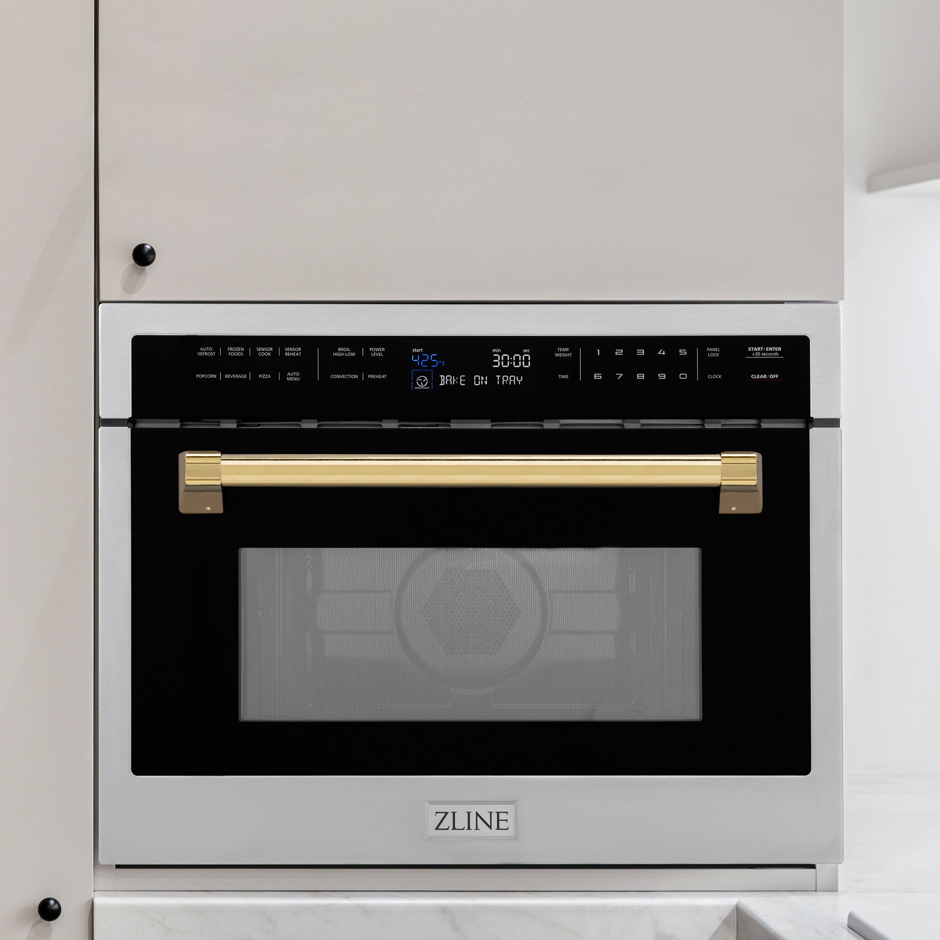 ZLINE Autograph Edition 24" 1.6 cu ft. Built-in Convection Microwave Oven in Stainless Steel and Polished Polished Gold Accents