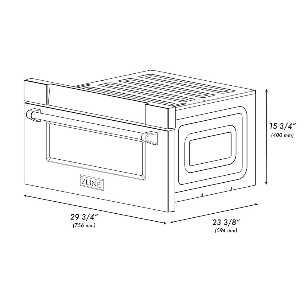 ZLINE 30" 1.2 cu. ft. Built-in Microwave Drawer in Black Stainless Steel