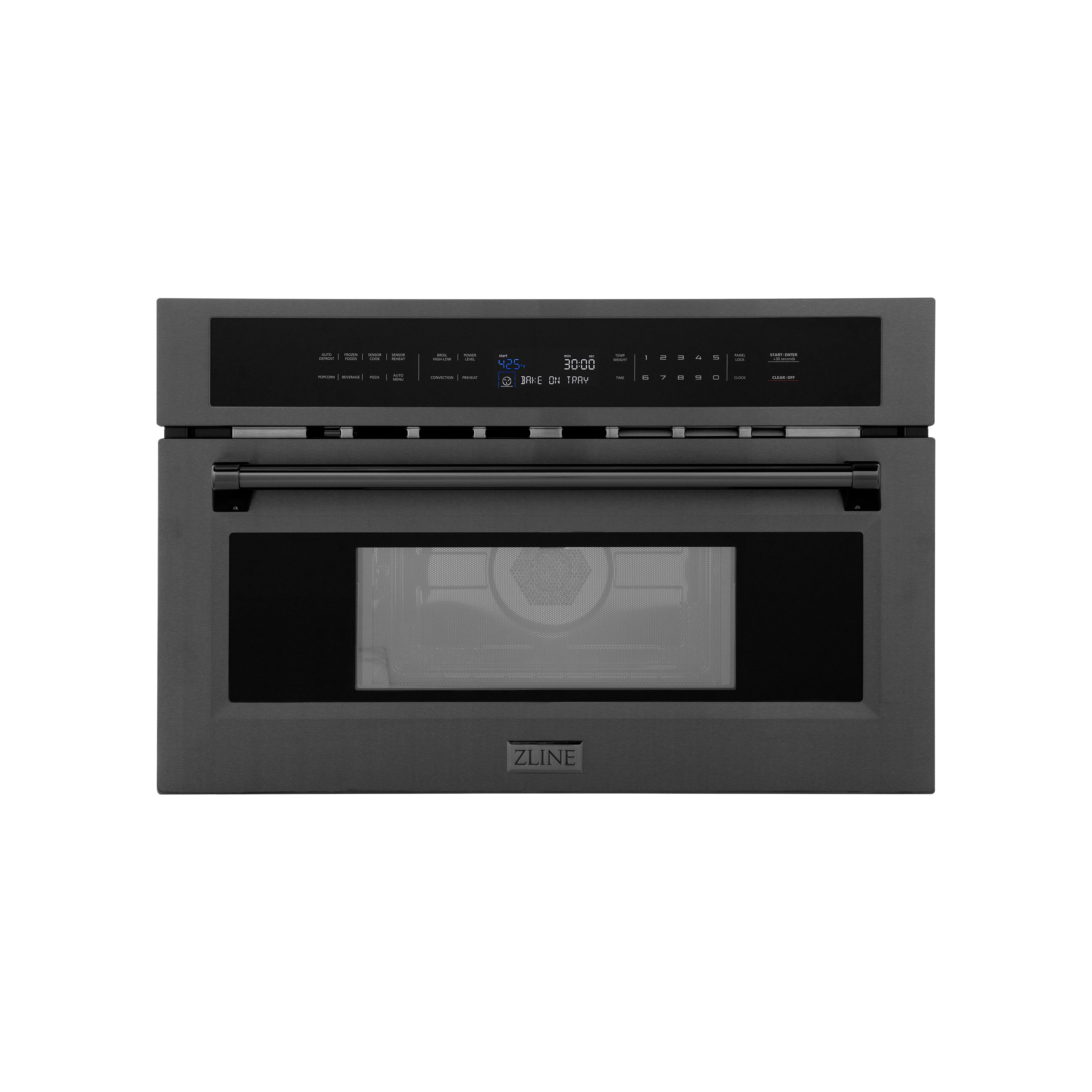 ZLINE 30” 1.6 cu ft. Built-in Convection Microwave Oven in Black Stainless Steel with Speed and Sensor Cooking