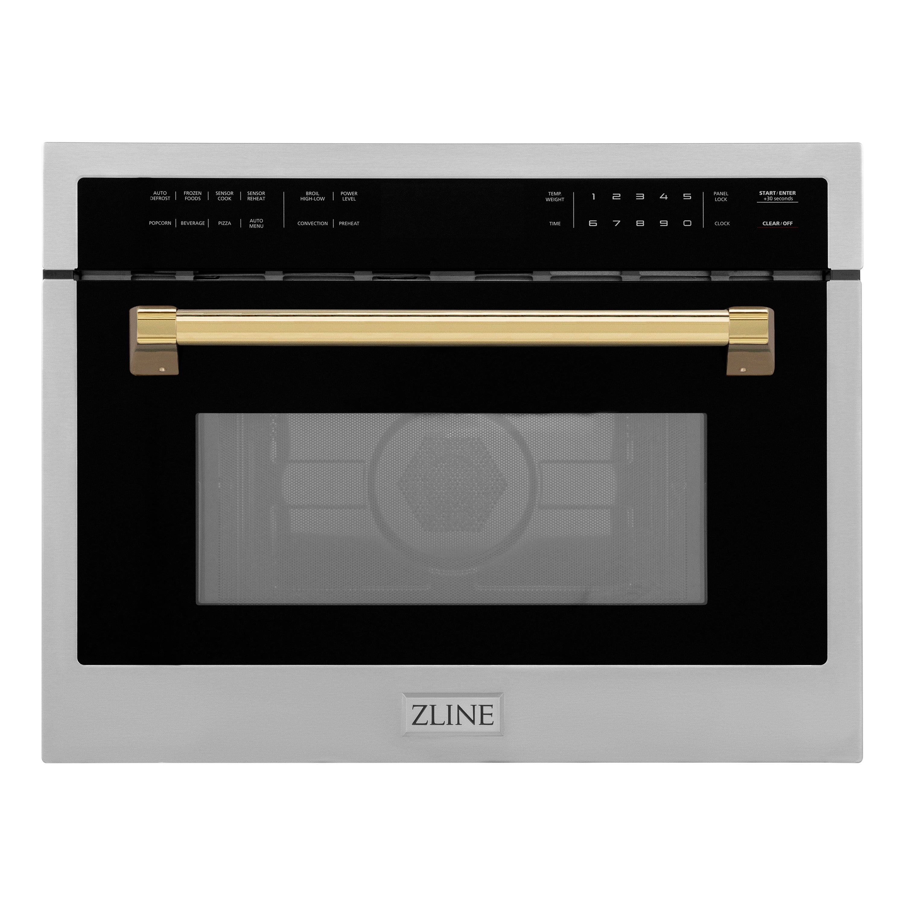 ZLINE Autograph Edition 24" 1.6 cu ft. Built-in Convection Microwave Oven in Stainless Steel and Polished Polished Gold Accents