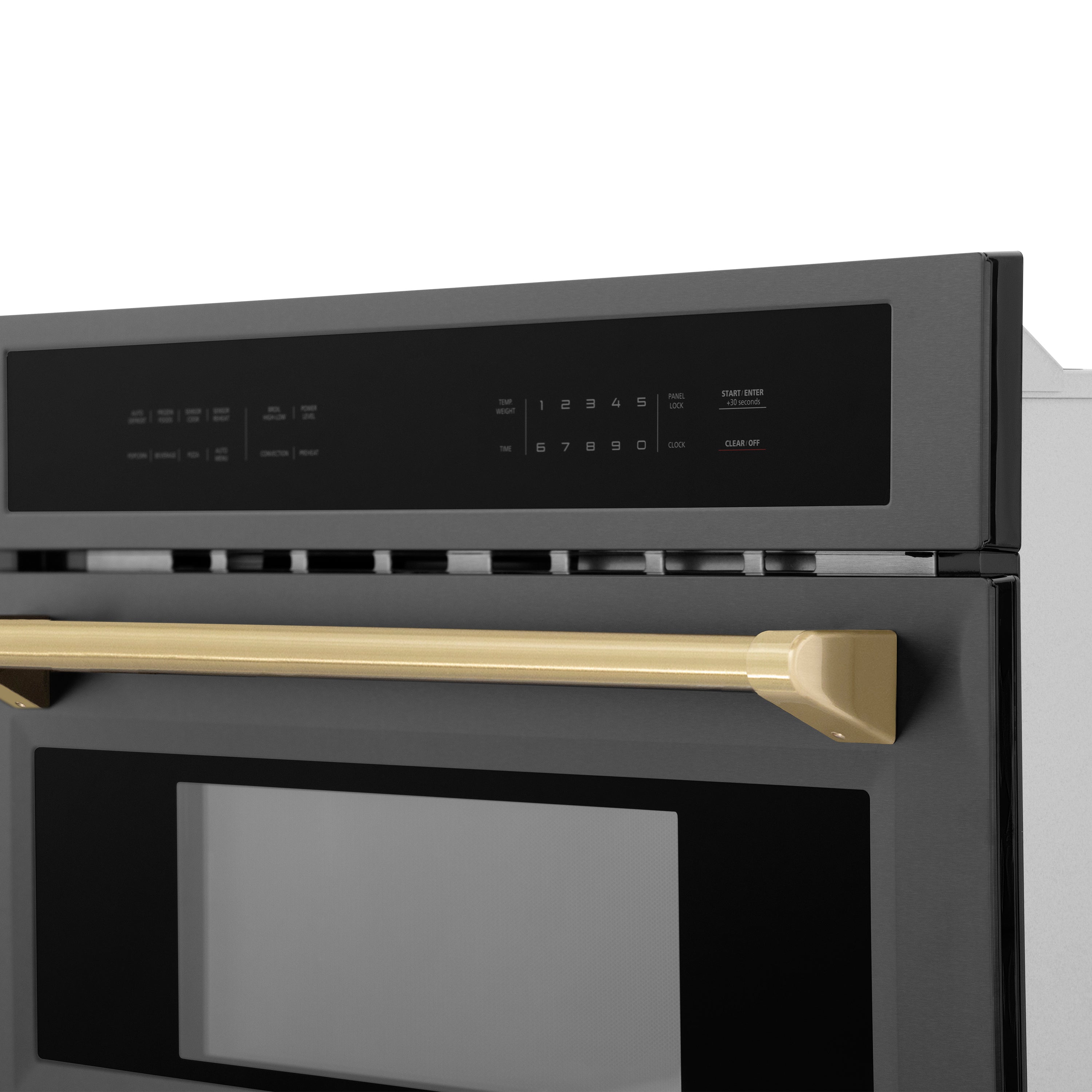 ZLINE Autograph Edition 30” 1.6 cu ft. Built-in Convection Microwave Oven in Black Stainless Steel and Champagne Bronze Accents