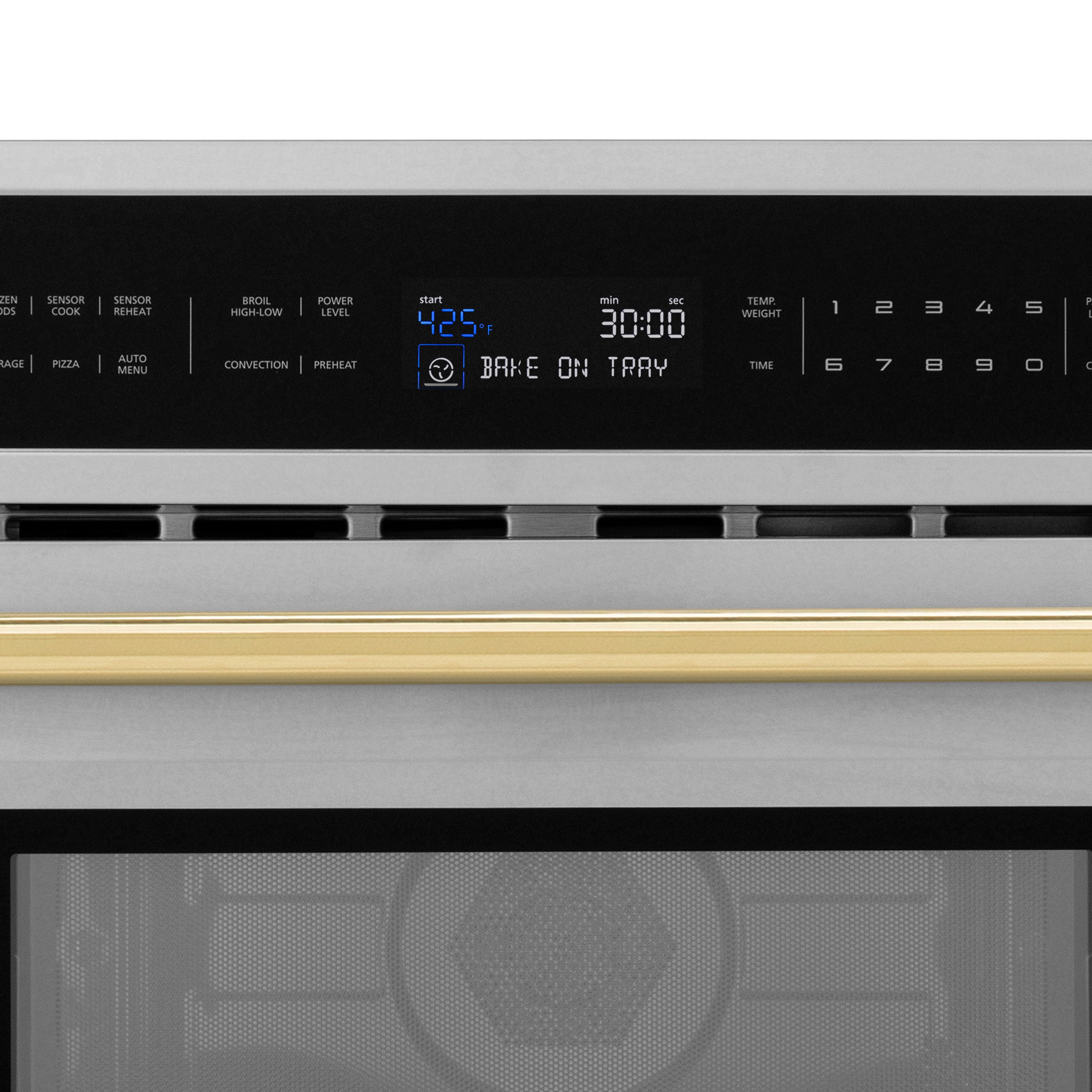 ZLINE Autograph Edition 30‚Äù 1.6 cu ft. Built-in Convection Microwave Oven in Stainless Steel and Polished Gold Accents (MWOZ-30-G)