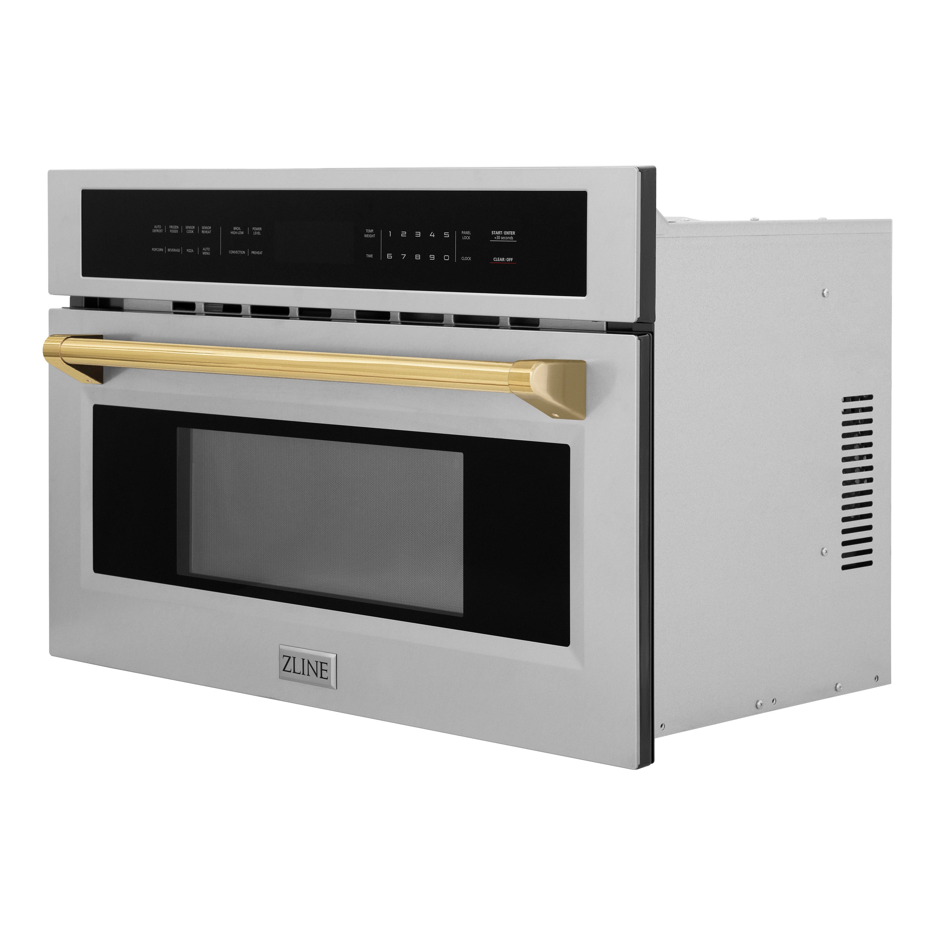ZLINE Autograph Edition 30‚Äù 1.6 cu ft. Built-in Convection Microwave Oven in Stainless Steel and Polished Gold Accents (MWOZ-30-G)