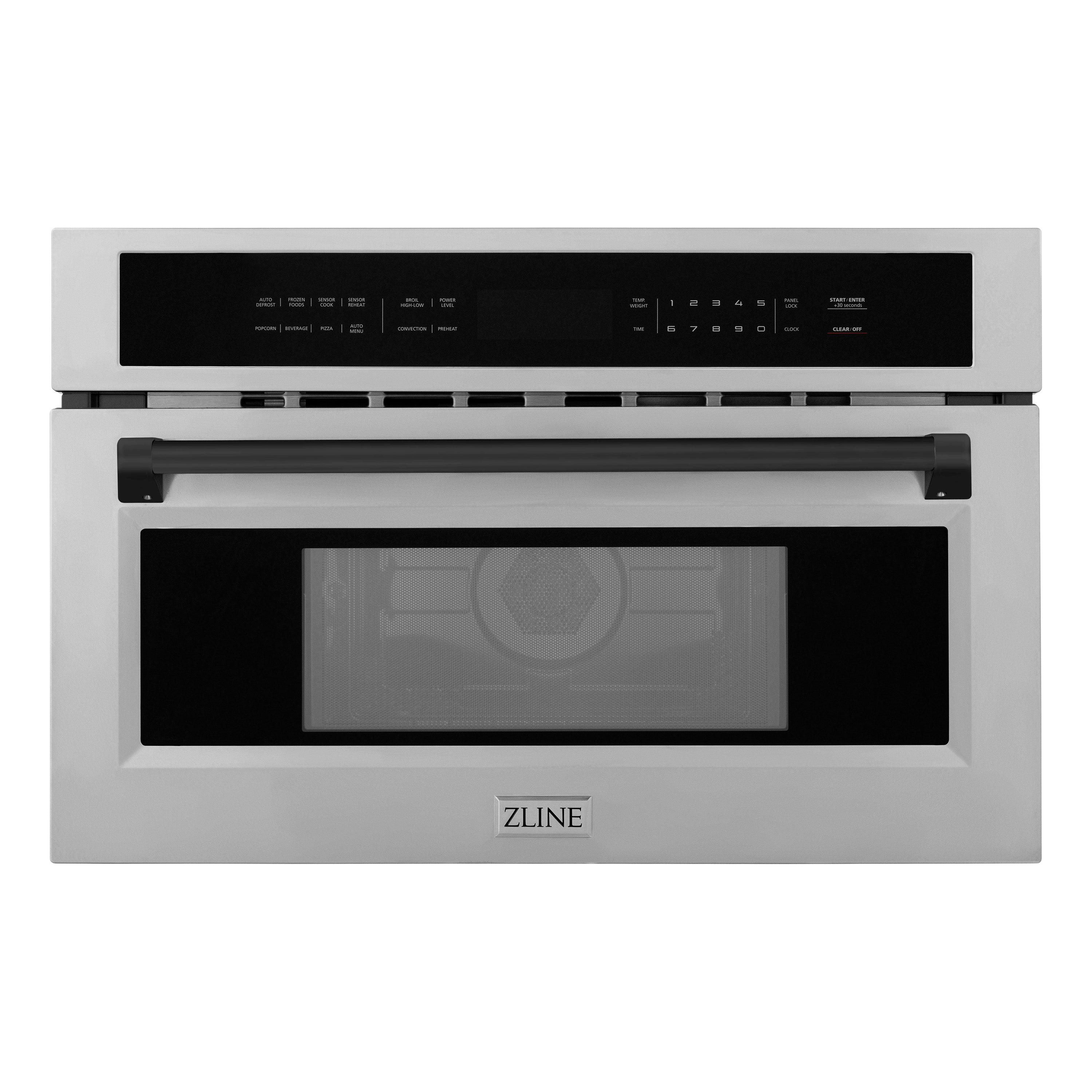 ZLINE Autograph Edition 30” 1.6 cu ft. Built-in Convection Microwave Oven in Stainless Steel and Matte Black Accents
