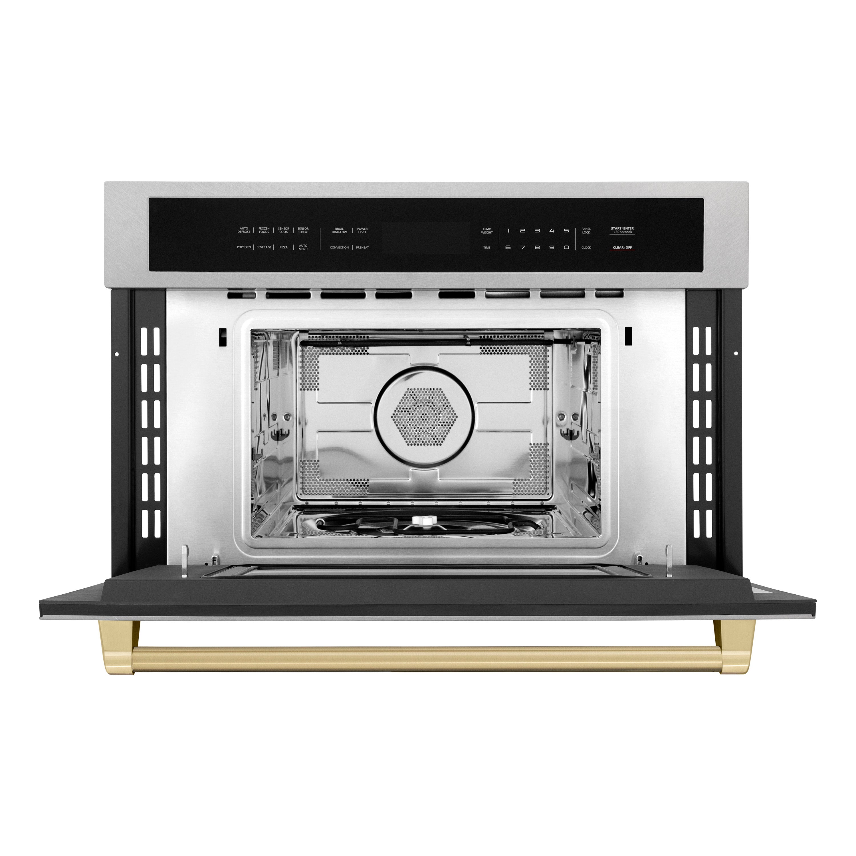 ZLINE Autograph Edition 30‚Äù 1.6 cu ft. Built-in Convection Microwave Oven in Fingerprint Resistant Stainless Steel and Champagne Bronze Accents (MWOZ-30-SS-CB)