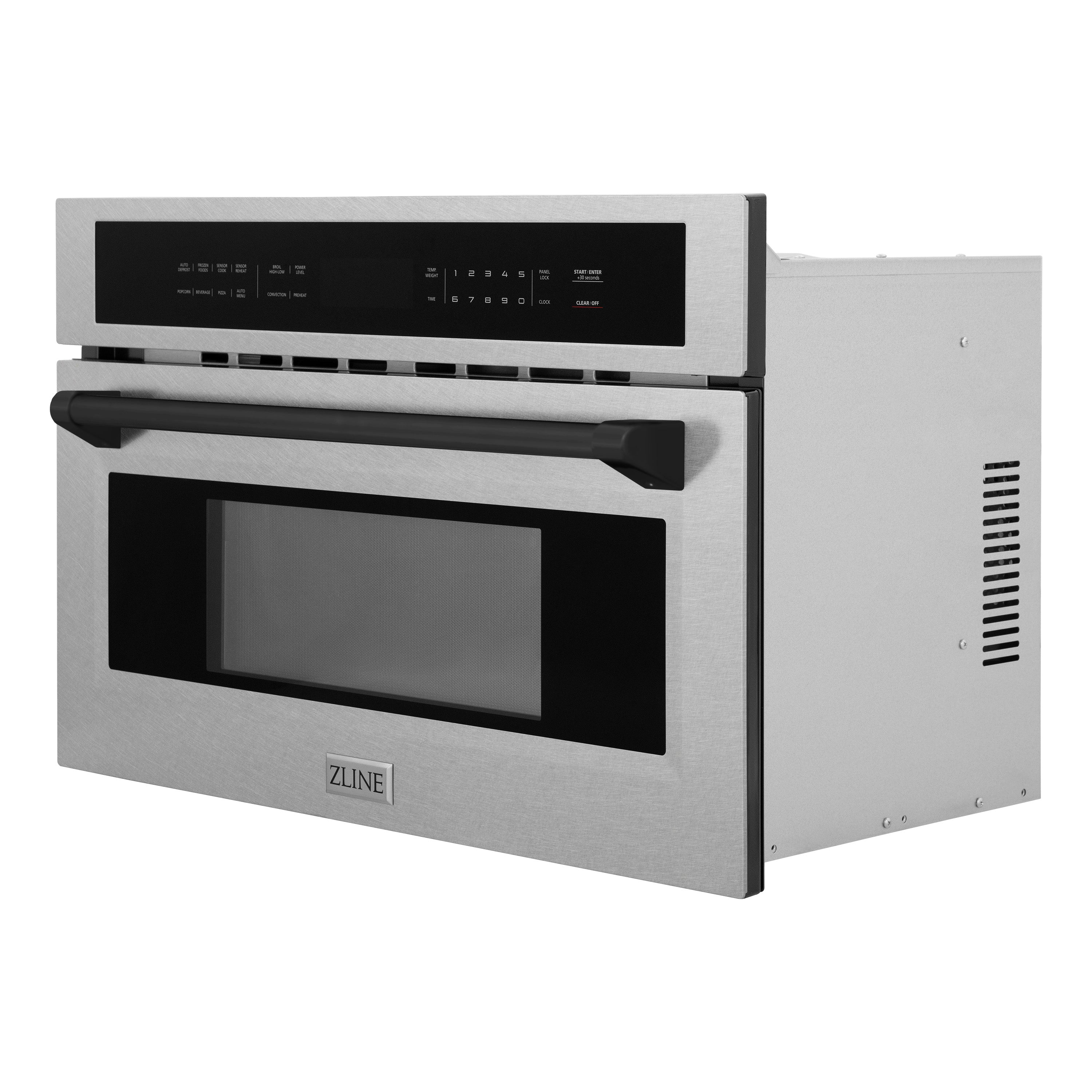 ZLINE Autograph Edition 30‚Äù 1.6 cu ft. Built-in Convection Microwave Oven in Fingerprint Resistant Stainless Steel and Matte Black Accents (MWOZ-30-SS-MB)