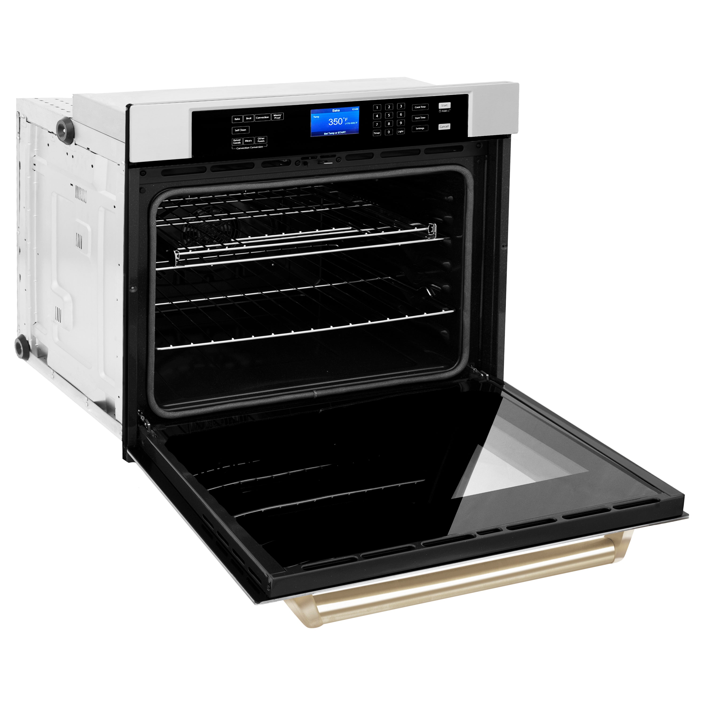 ZLINE 30" Autograph Edition Single Wall Oven with Self Clean and True Convection in Stainless Steel and Polished Gold (AWSZ-30-G)