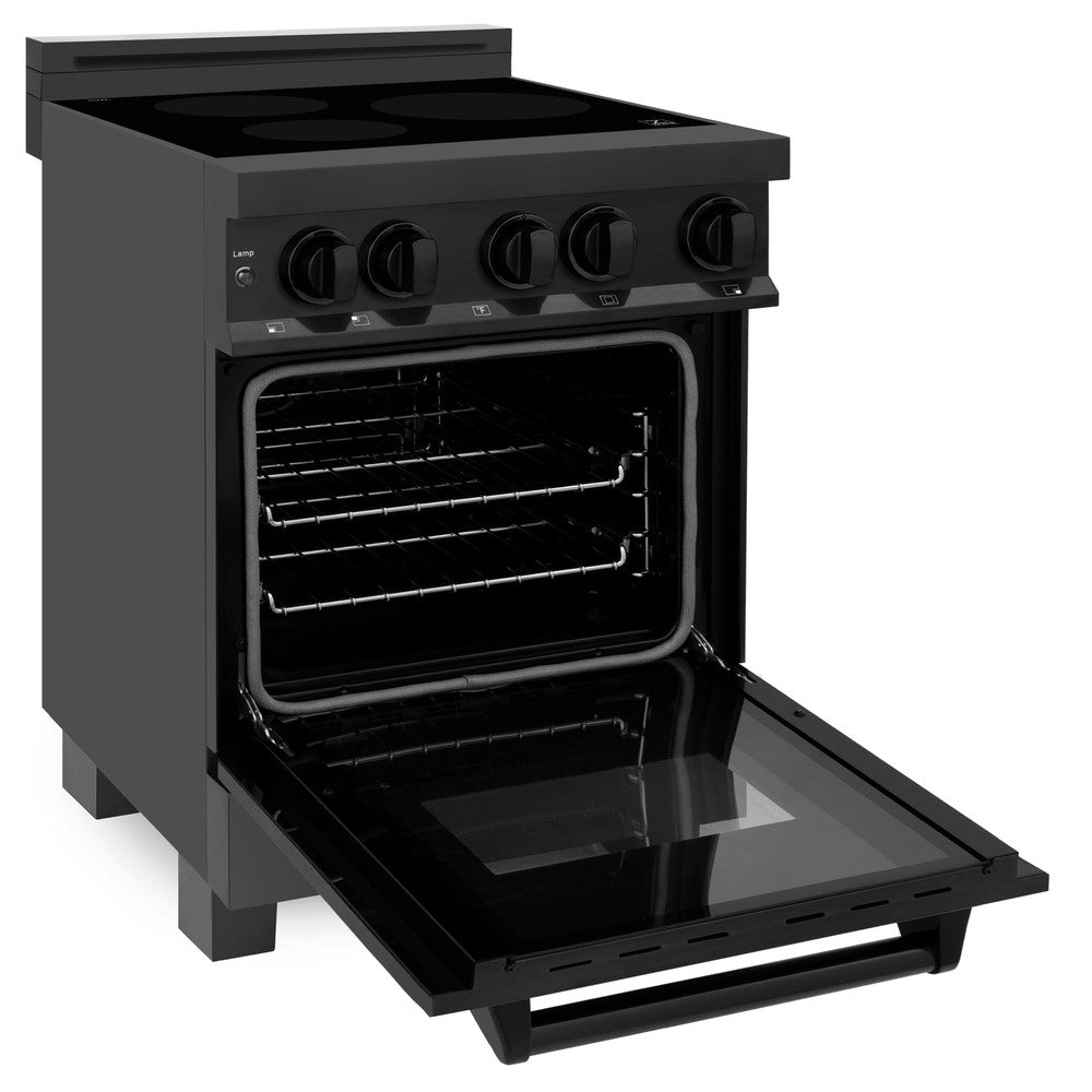 ZLINE 24" 2.8 cu. ft. Induction Range with a 4 Element Stove and Electric Oven in Black Stainless Steel (RAIND-BS-24)