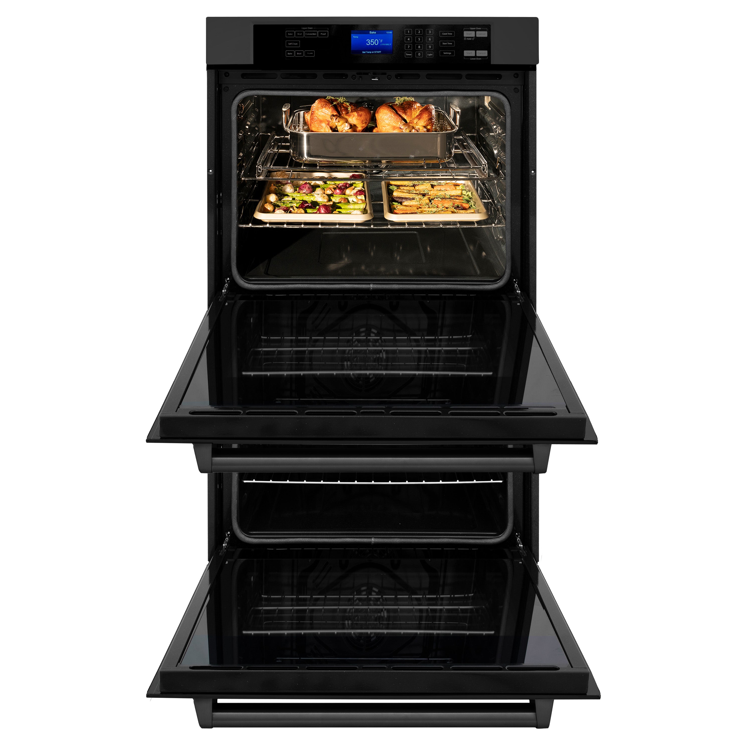 ZLINE 30" Professional Double Wall Oven with Self Clean and True Convection in Black Stainless Steel (AWD-30-BS)