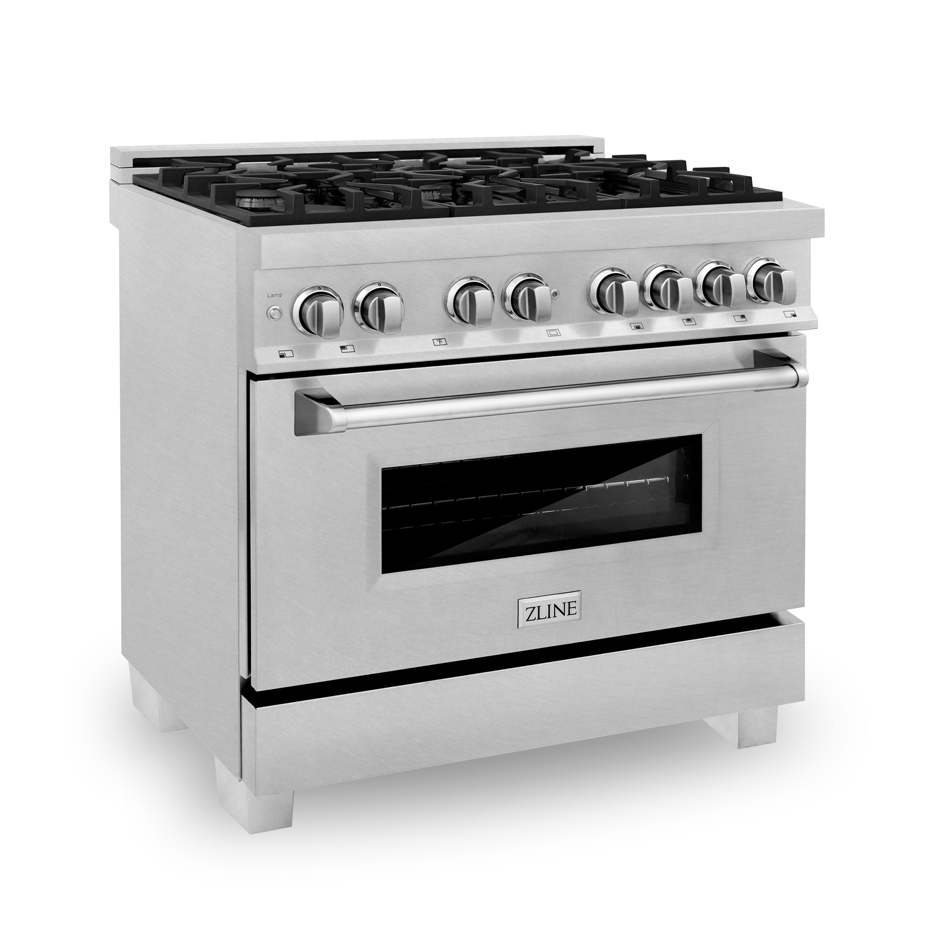 ZLINE 36" 4.6 cu. ft. Dual Fuel Range with Gas Stove and Electric Oven in in Fingerprint Resistant Stainless Steel (RAS-SN-36)