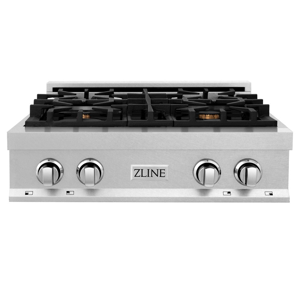 ZLINE 30" Porcelain Gas Stovetop in Fingerprint Resistant Stainless Steel with 4 Gas Brass Burners (RTS-BR-30)