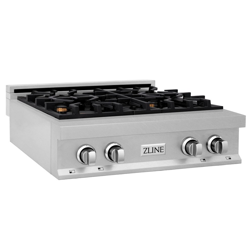 ZLINE 30" Porcelain Gas Stovetop in Fingerprint Resistant Stainless Steel with 4 Gas Brass Burners (RTS-BR-30)