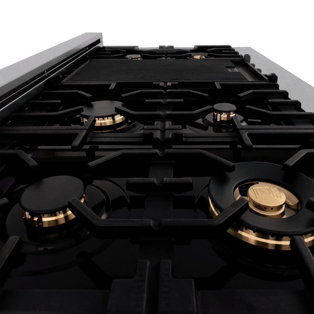 ZLINE 48" Porcelain Gas Stovetop in Fingerprint Resistant Stainless Steel with 7 Gas Brass Burners and Griddle (RTS-BR-48)