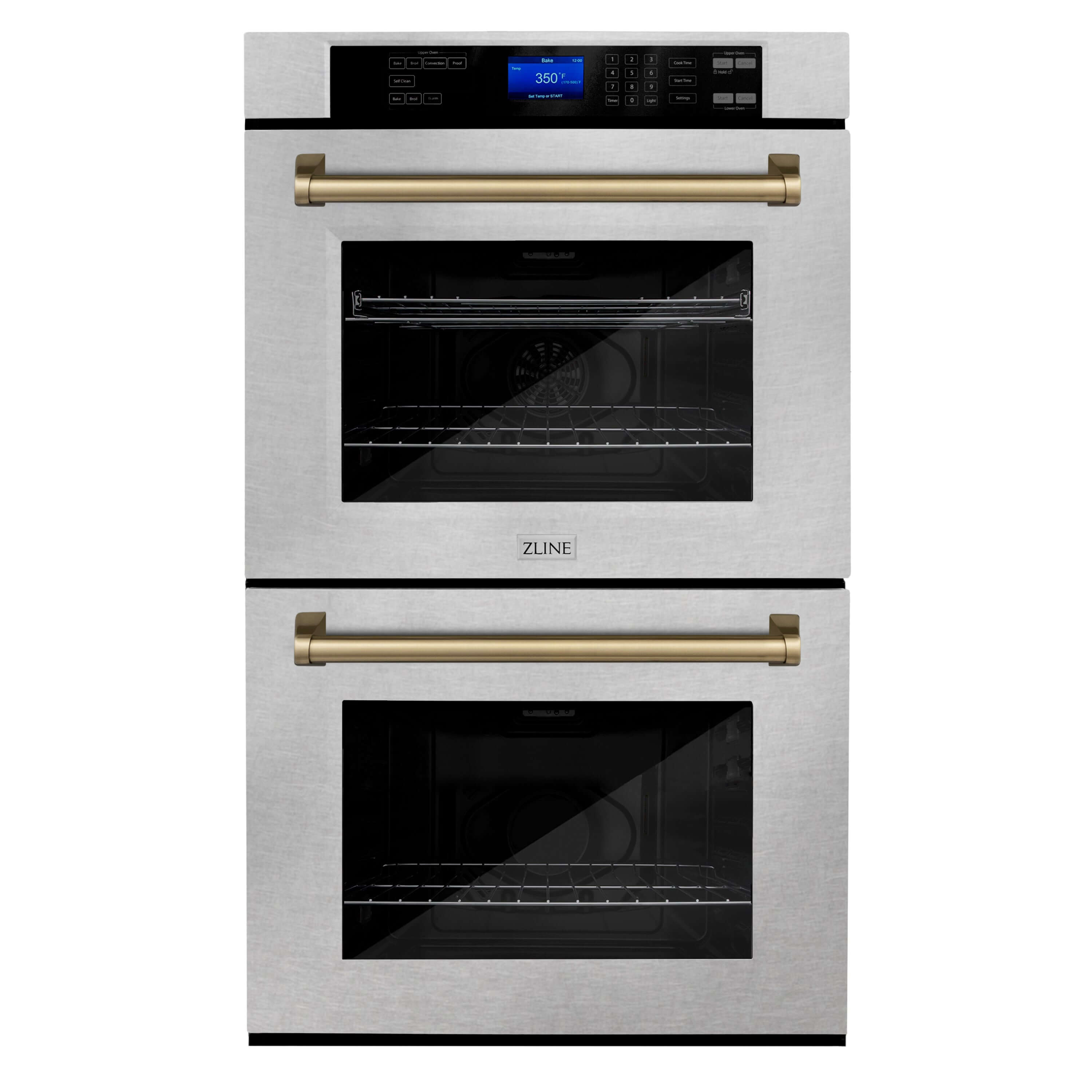 ZLINE 30" Autograph Edition Double Wall Oven with Self Clean and True Convection in Fingerprint Resistant Stainless Steel and Champagne Bronze (AWDSZ-30-CB)