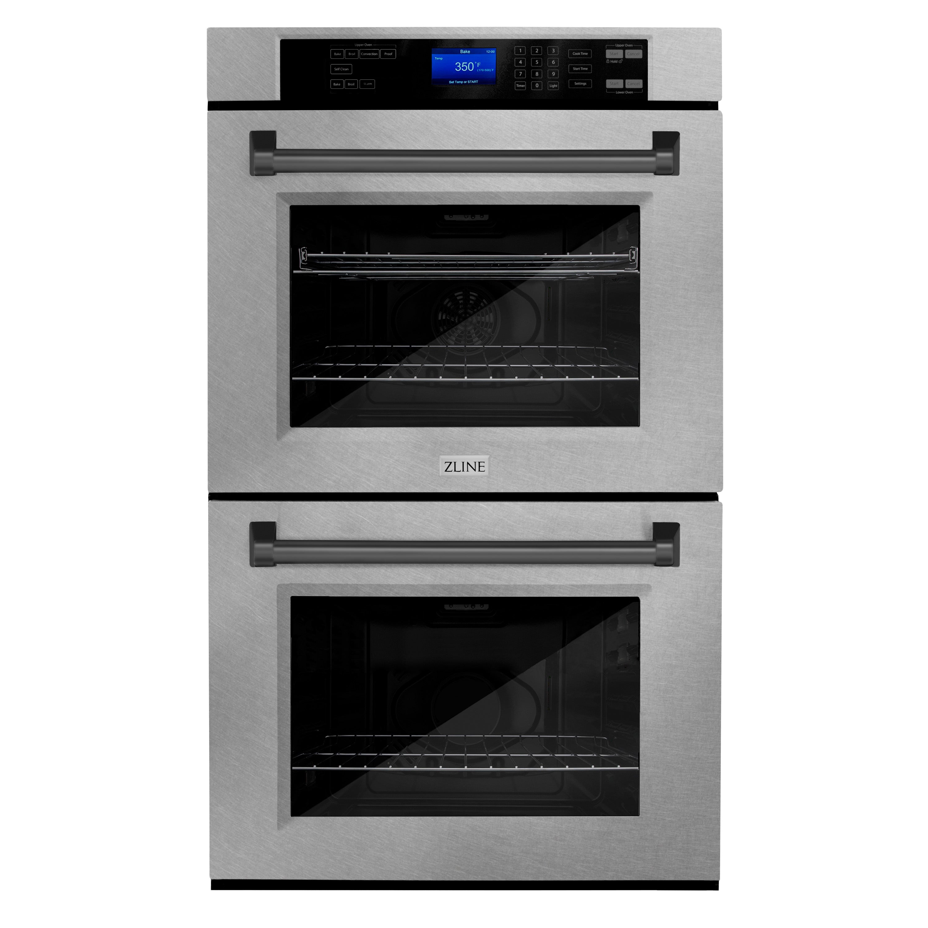 ZLINE 30" Autograph Edition Double Wall Oven with Self Clean and True Convection in Fingerprint Resistant Stainless Steel and Matte Black (AWDSZ-30-MB)
