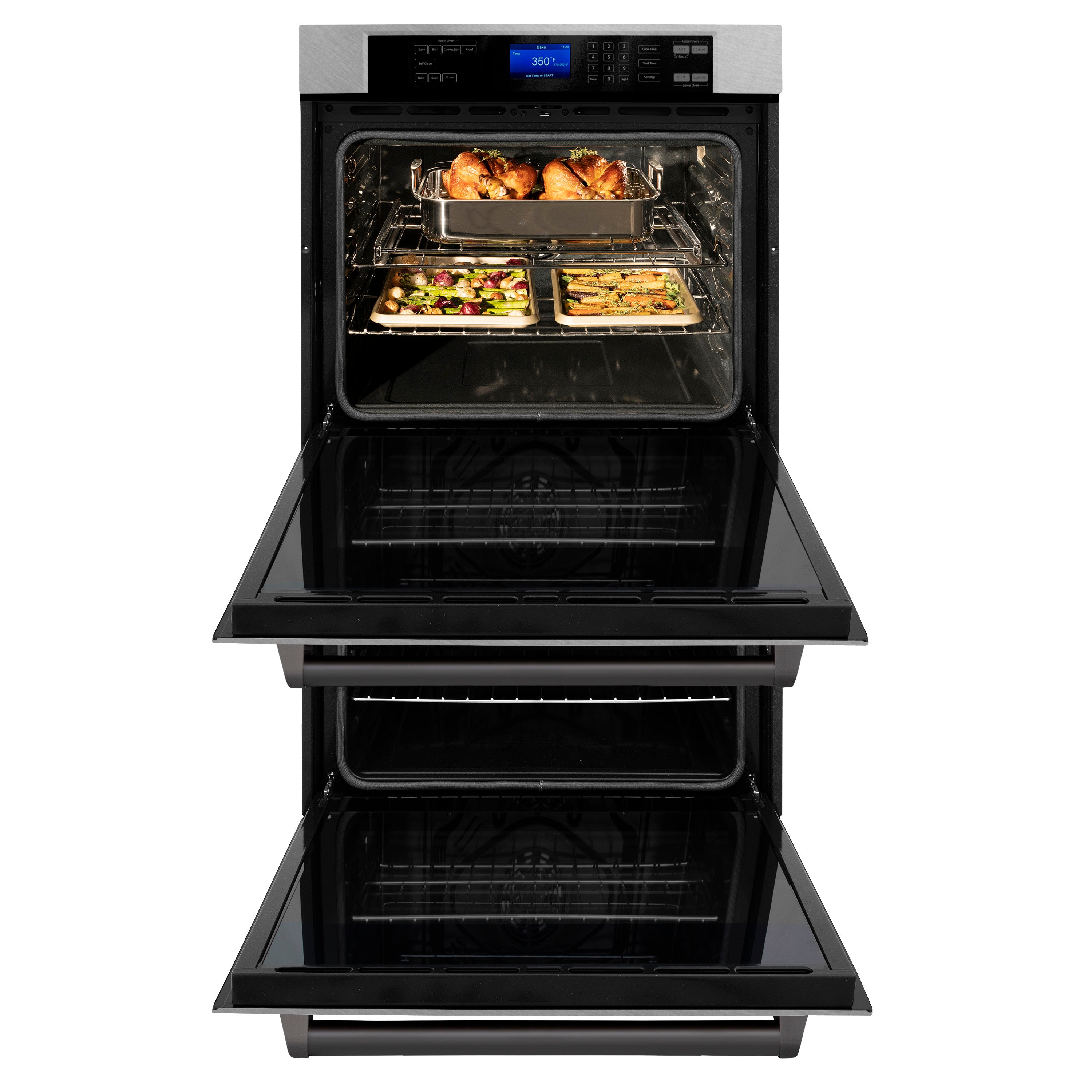 ZLINE 30" Autograph Edition Double Wall Oven with Self Clean and True Convection in Fingerprint Resistant Stainless Steel and Matte Black (AWDSZ-30-MB)