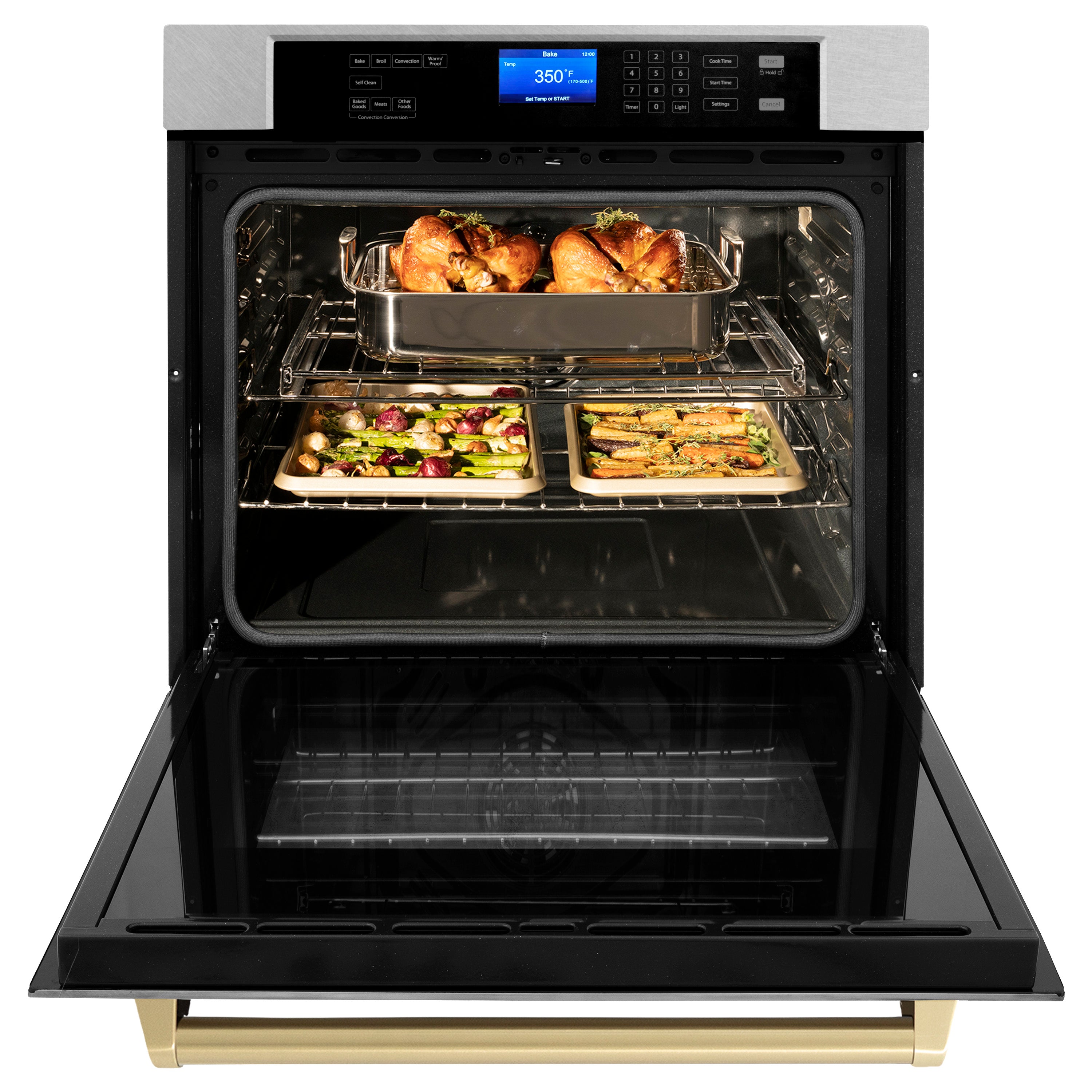 ZLINE 30" Autograph Edition Single Wall Oven with Self Clean and True Convection in Fingerprint Resistant Stainless Steel and Champagne Bronze (AWSSZ-30-CB)