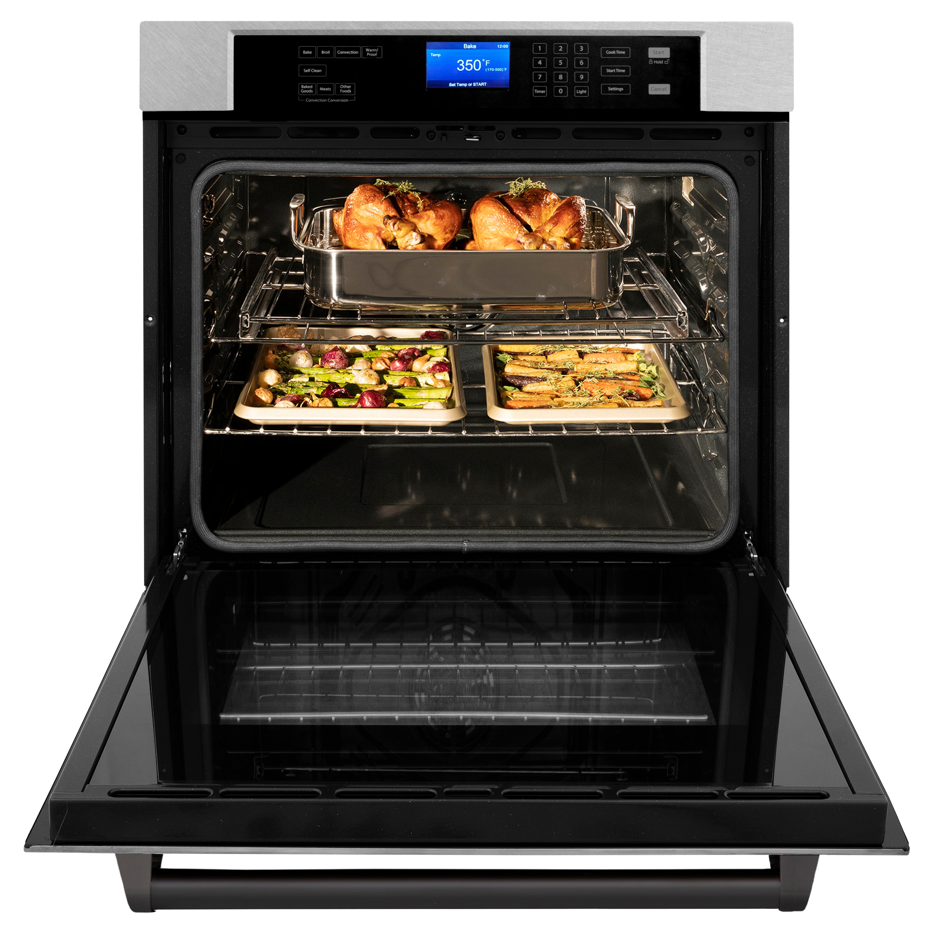 ZLINE 30" Autograph Edition Single Wall Oven with Self Clean and True Convection in Fingerprint Resistant Stainless Steel and Matte Black (AWSSZ-30-MB)