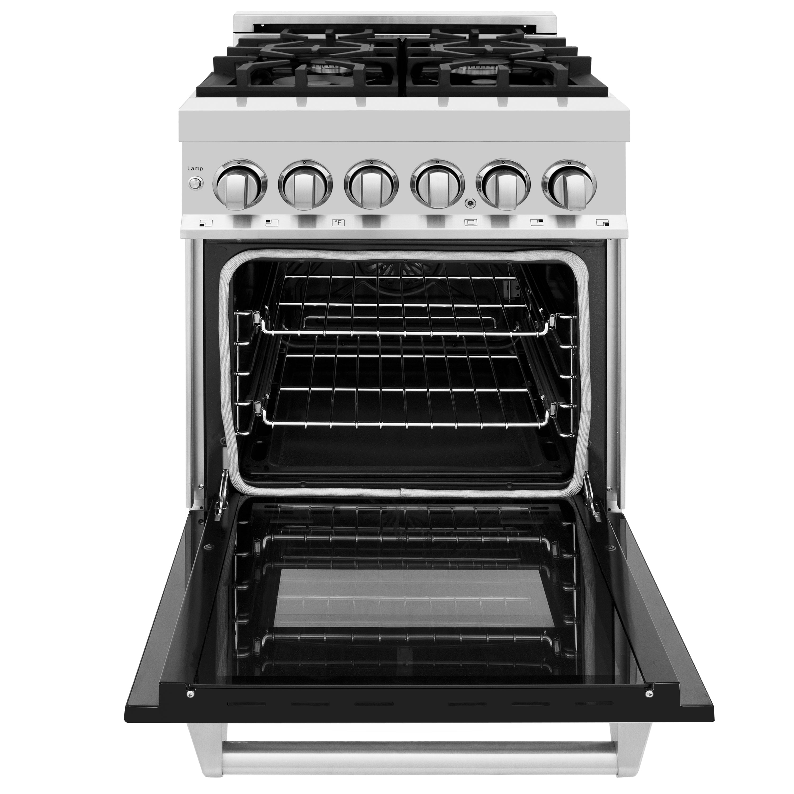 ZLINE 24" 2.8 cu. ft. Dual Fuel Range with Gas Stove and Electric Oven in Stainless Steel and Black Matte Door (RA-BLM-24)
