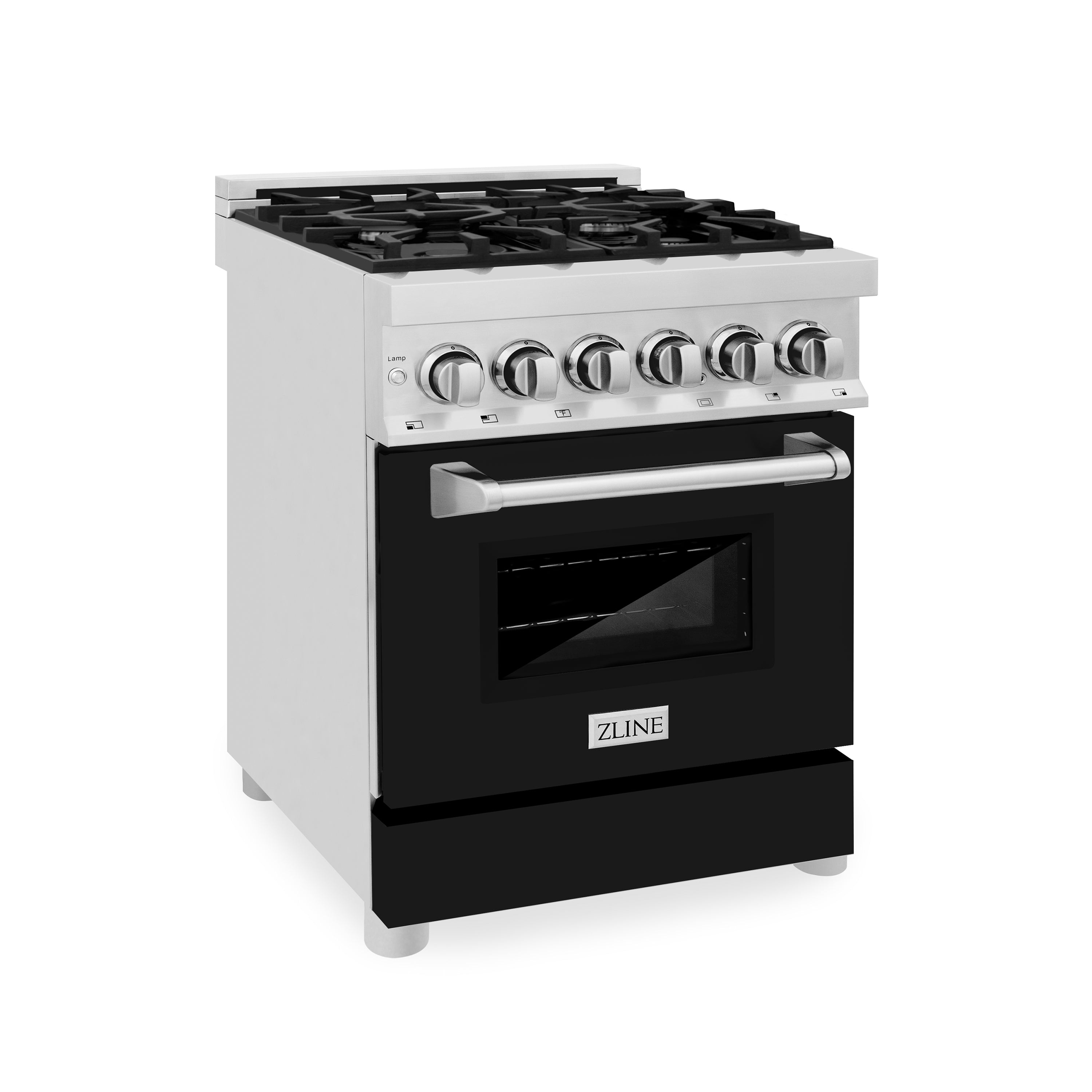 ZLINE 24" 2.8 cu. ft. Dual Fuel Range with Gas Stove and Electric Oven in Stainless Steel and Black Matte Door (RA-BLM-24)