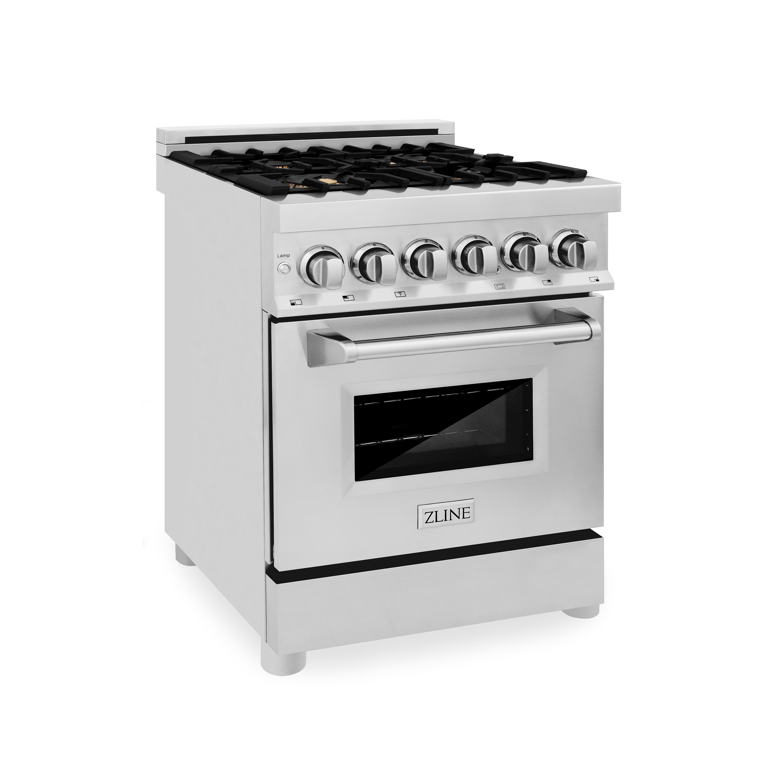 ZLINE 24" 2.8 cu. ft. Dual Fuel Range with Gas Stove and Electric Oven in Stainless Steel with Brass Burners (RA-BR-24)