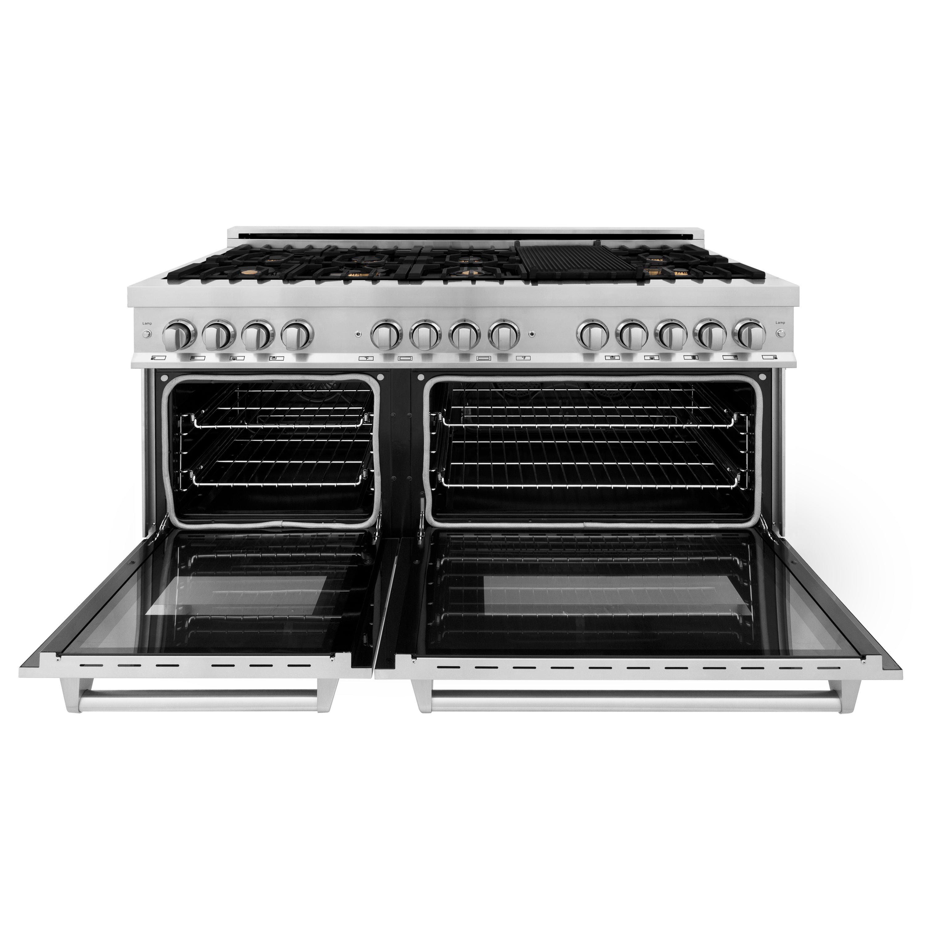 ZLINE 60" 7.4 cu. ft. Dual Fuel Range with Gas Stove and Electric Oven in Stainless Steel with Brass Burners (RA-BR-60)