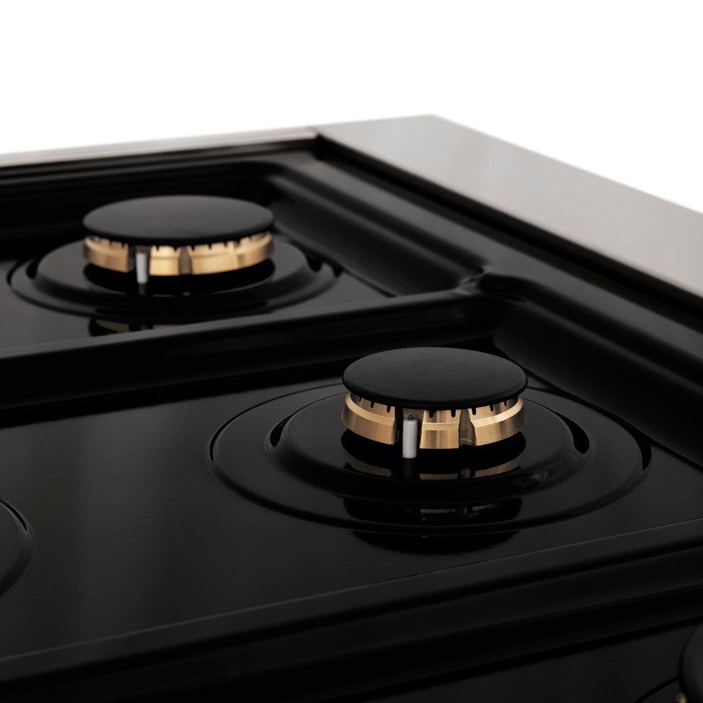 ZLINE Autograph Edition 36" 4.6 cu. ft. Dual Fuel Range with Gas Stove and Electric Oven in Stainless Steel with Champagne Bronze Accents (RAZ-36-CB)