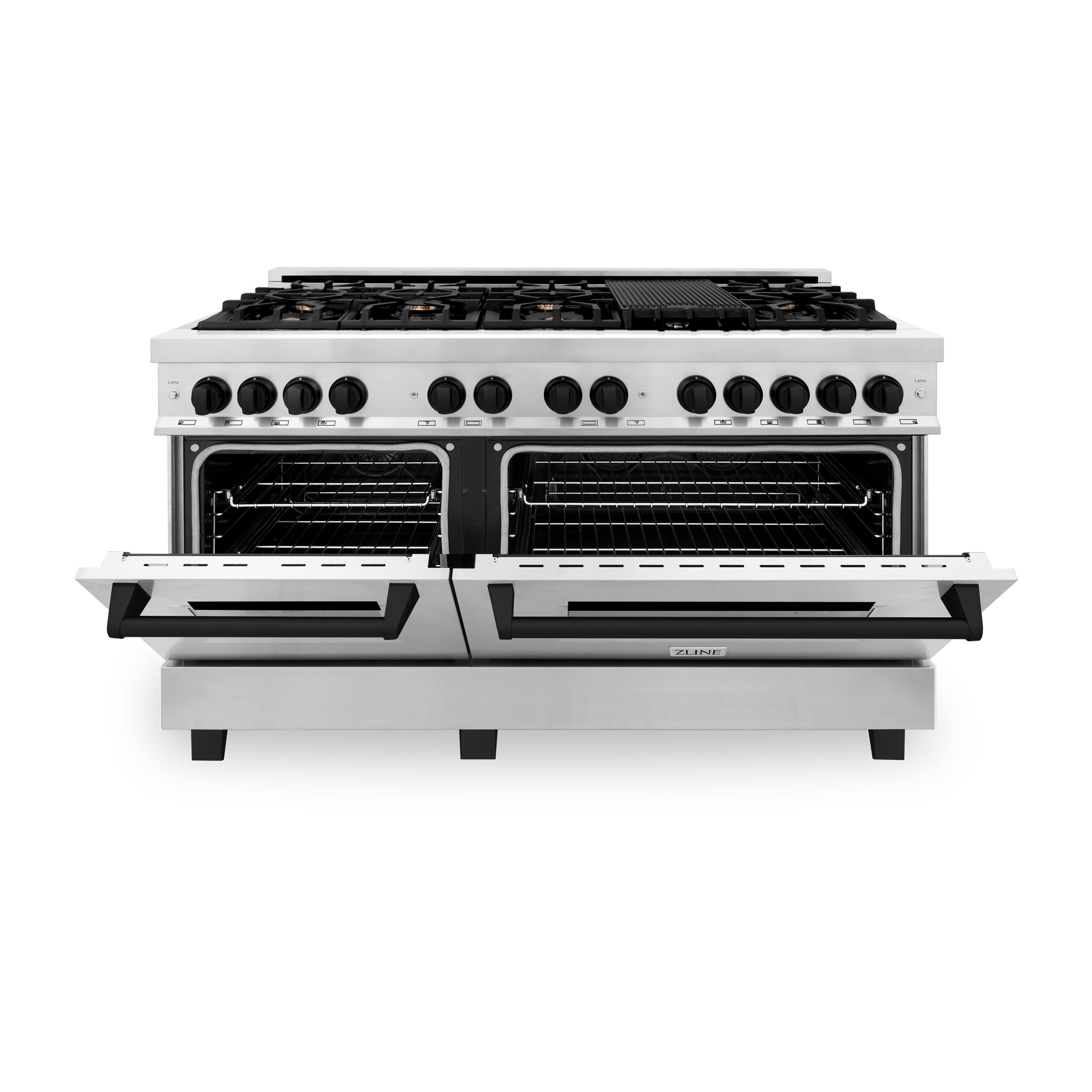 ZLINE Autograph Edition 60" 7.4 cu. ft. Dual Fuel Range with Gas Stove and Electric Oven in Stainless Steel with Accents (RAZ-60-MB)