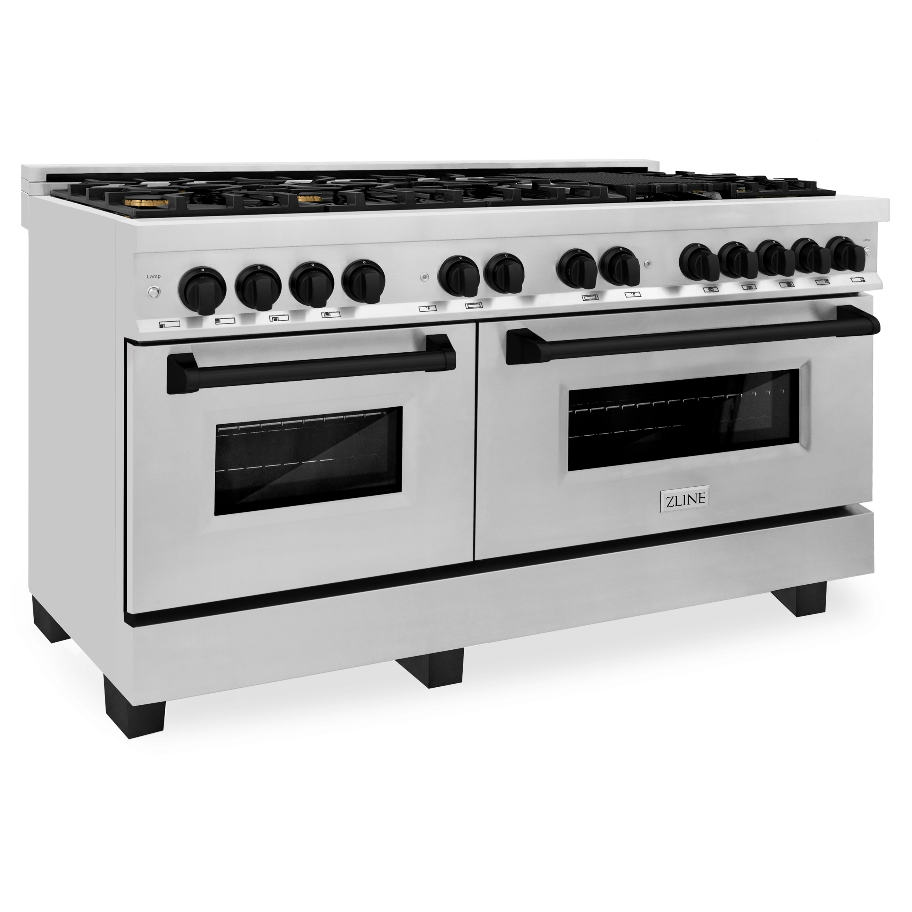 ZLINE Autograph Edition 60" 7.4 cu. ft. Dual Fuel Range with Gas Stove and Electric Oven in Stainless Steel with Accents (RAZ-60-MB)