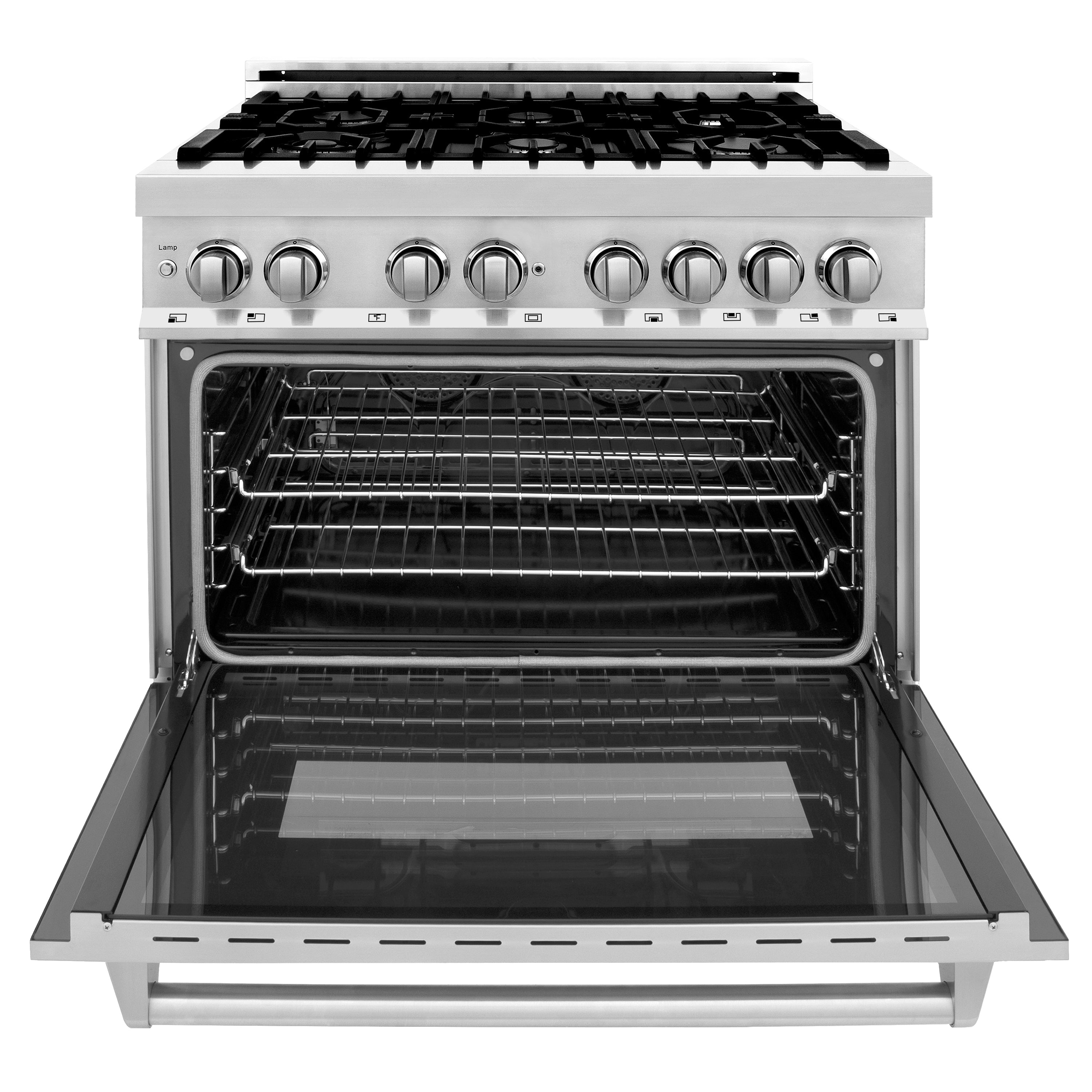 ZLINE 36" 4.6 cu. ft. Electric Oven and Gas Cooktop Dual Fuel Range with Griddle in Stainless Steel (RA-GR-36)