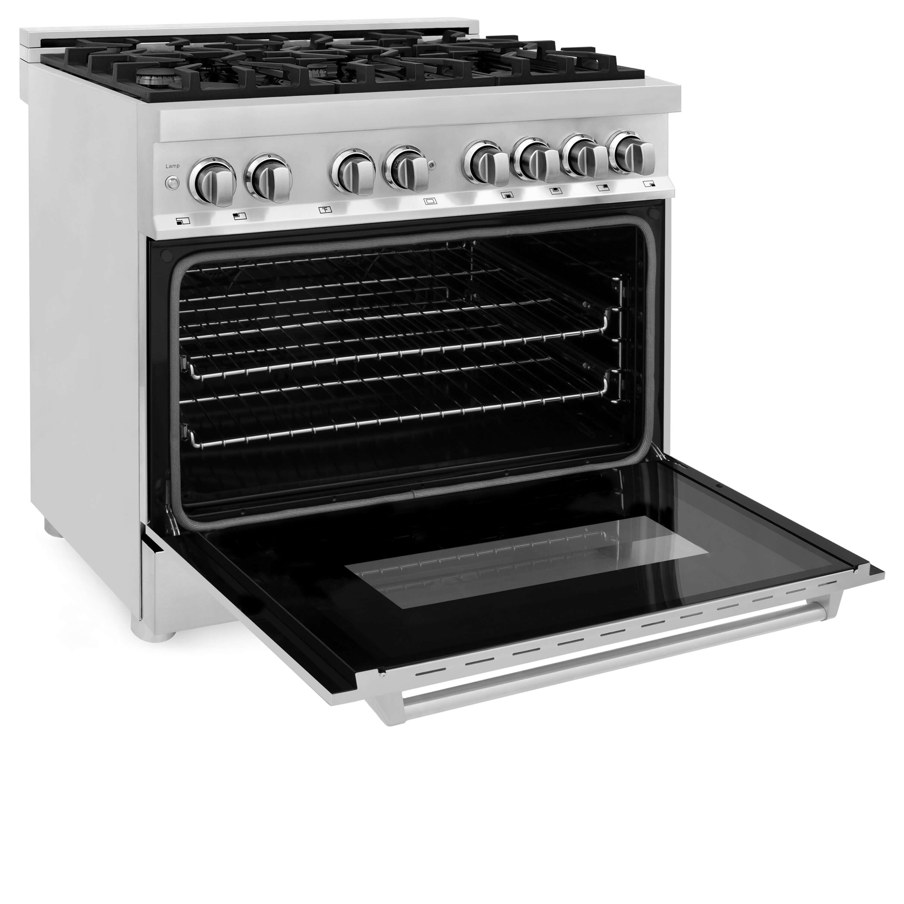 ZLINE Kitchen Package with Refrigeration, 36" Stainless Steel Dual Fuel Range, 36" Range Hood, Microwave Drawer, and 24" Tall Tub Dishwasher (5KPR-RARH36-MWDWV)