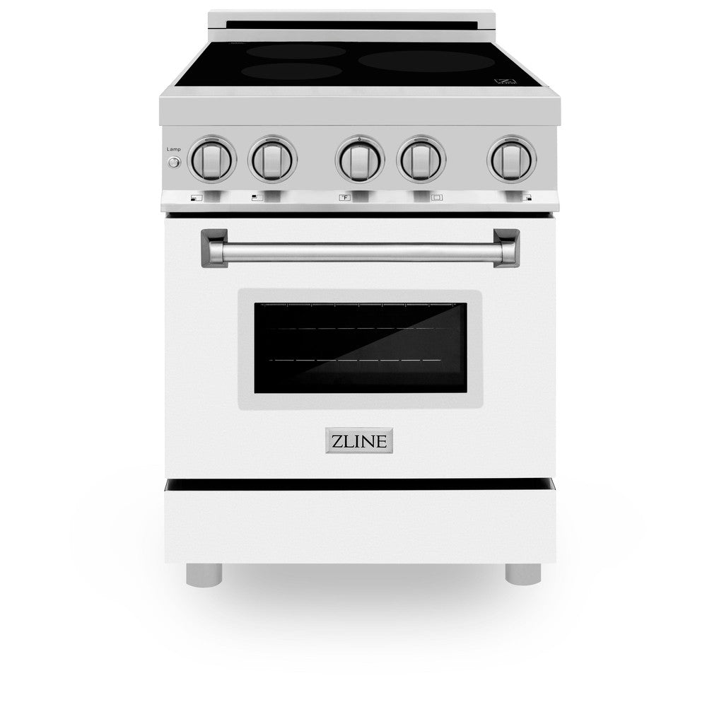ZLINE 24" 2.8 cu. ft. Induction Range with a 4 Element Stove and Electric Oven in White Matte (RAIND-WM-24)